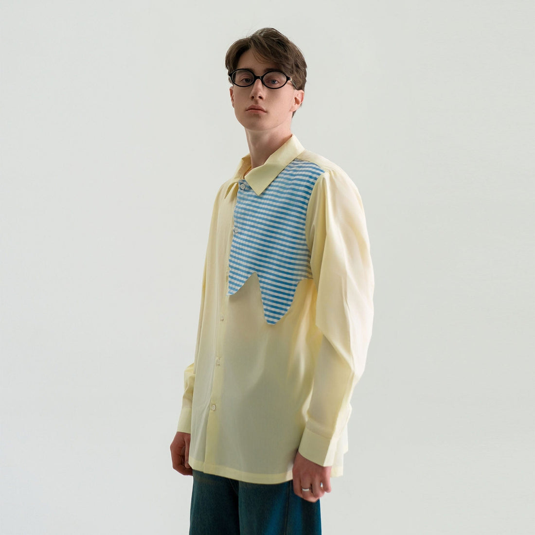 WIID Checks Asymmetrical Patch Shirt-Shirt-M-Free Shipping Leatheretro