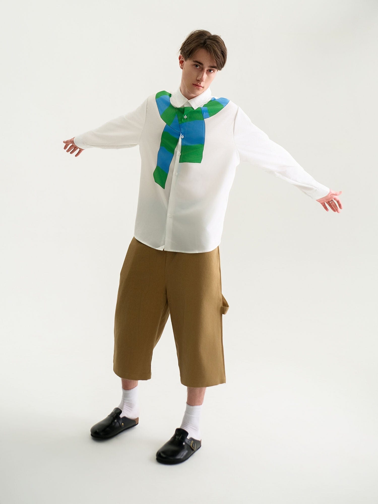 WIID Knotted Scarf Graphic Shirt-Shirt-M-Free Shipping Leatheretro
