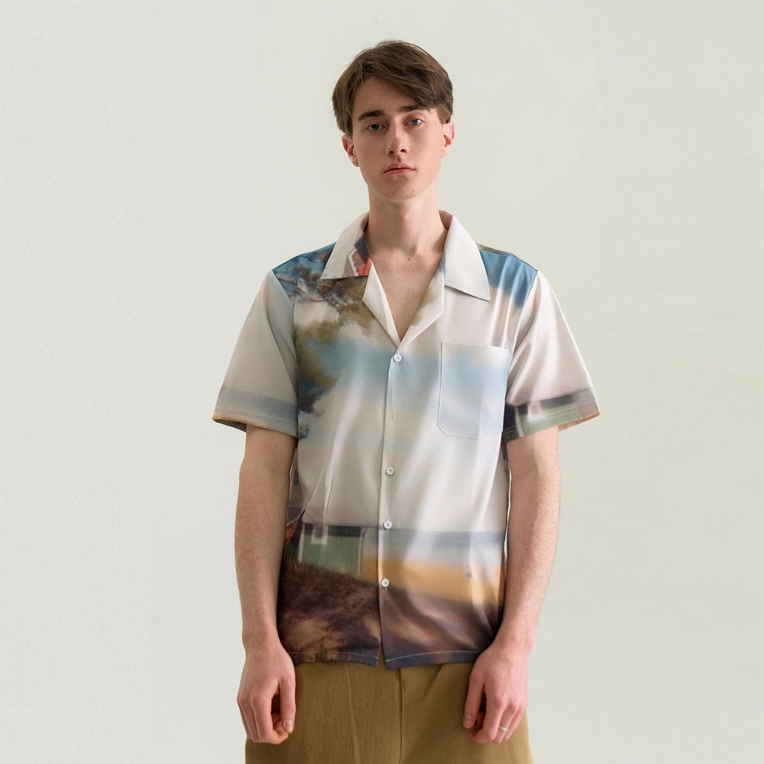 WIID Landscape Full-Print Cuban Half Shirt-Half shirt-M-Free Shipping Leatheretro
