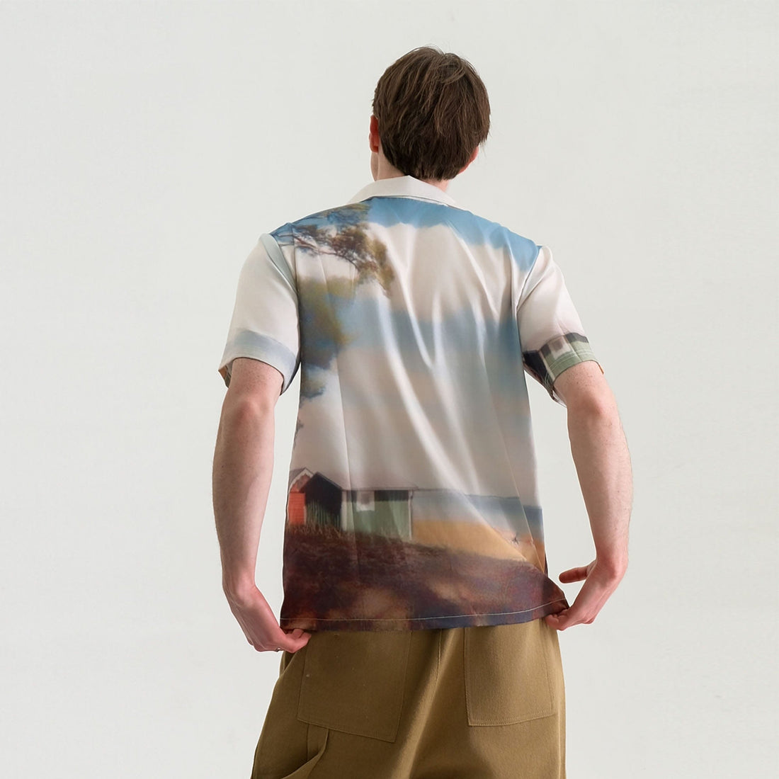 WIID Landscape Full-Print Cuban Half Shirt-Half shirt-M-Free Shipping Leatheretro