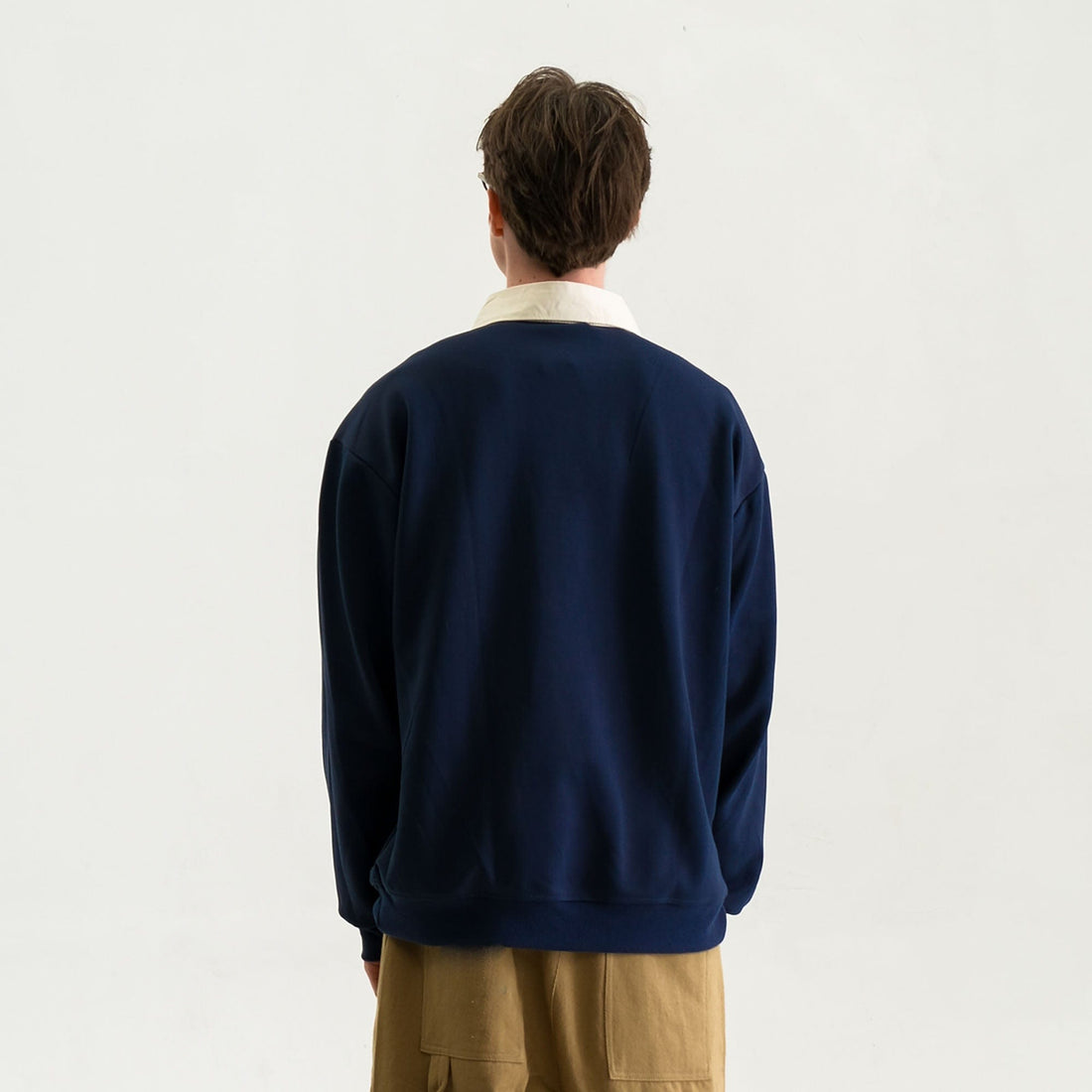WIID Preppy Contrast-Collar Polo Sweatshirt-Sweatshirt-M-Free Shipping Leatheretro