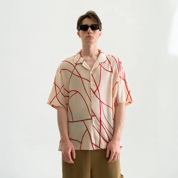 WIID Abstract Line Oversized Cuban Half Shirt-Half shirt-M-Free Shipping Leatheretro