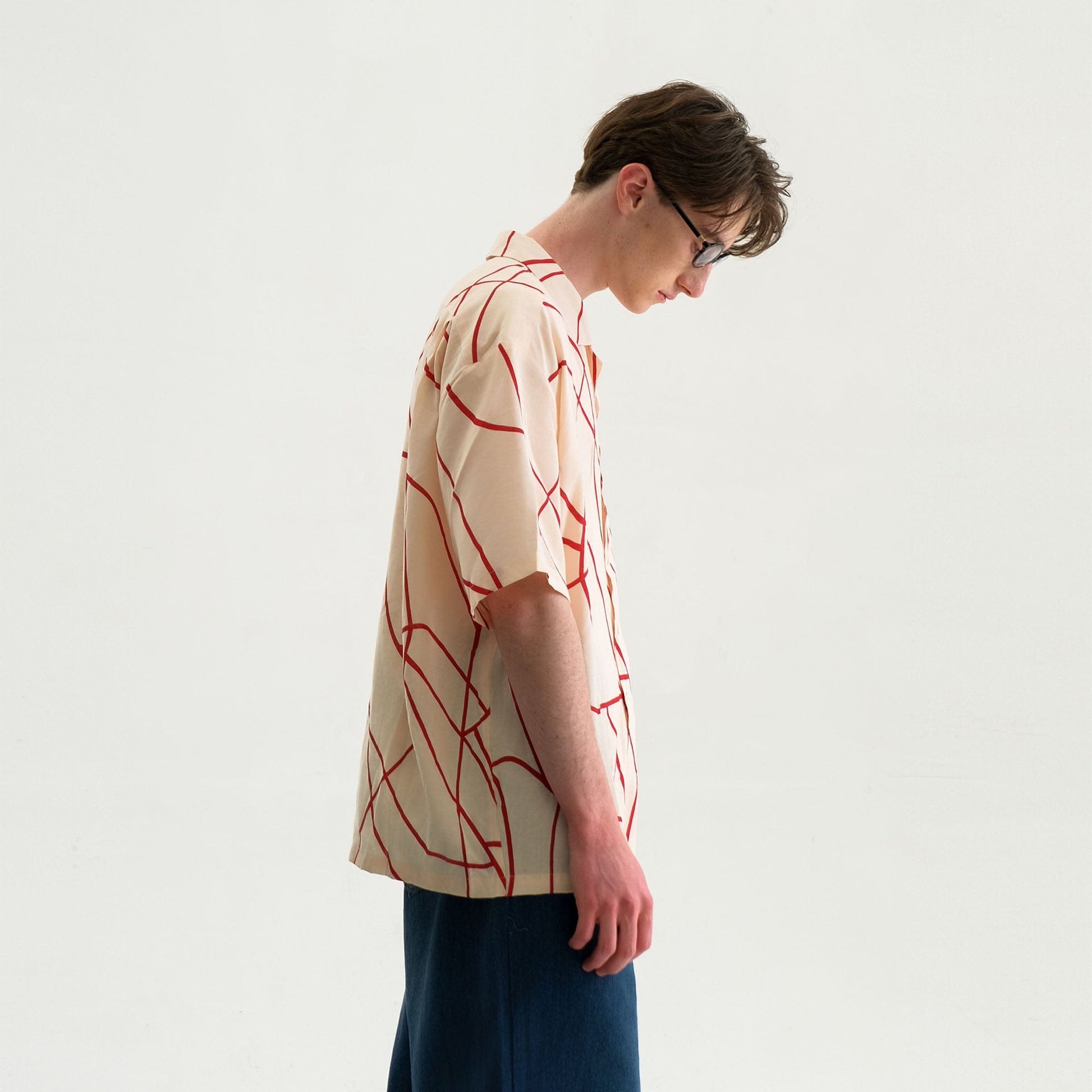 WIID Abstract Line Oversized Cuban Half Shirt-Half shirt-M-Free Shipping Leatheretro
