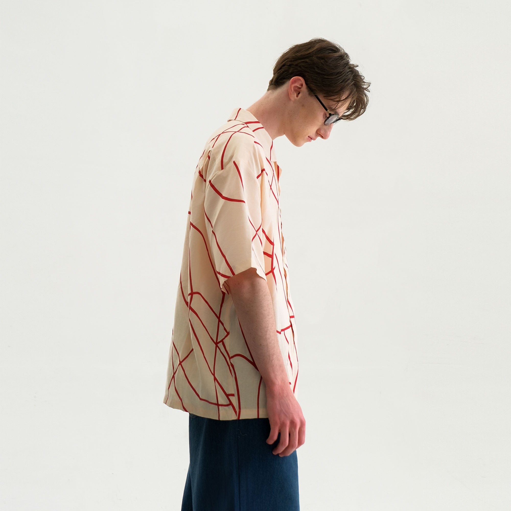 WIID Abstract Line Oversized Cuban Half Shirt-Half shirt-M-Free Shipping Leatheretro