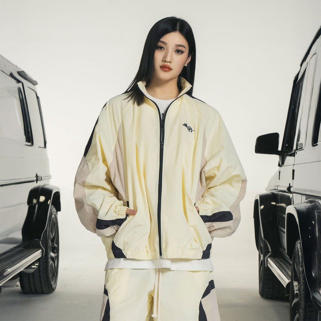 MAKEMORE Retro Contrast Panel Embroidery Jacket-Jacket-S-Black-Free Shipping Leatheretro