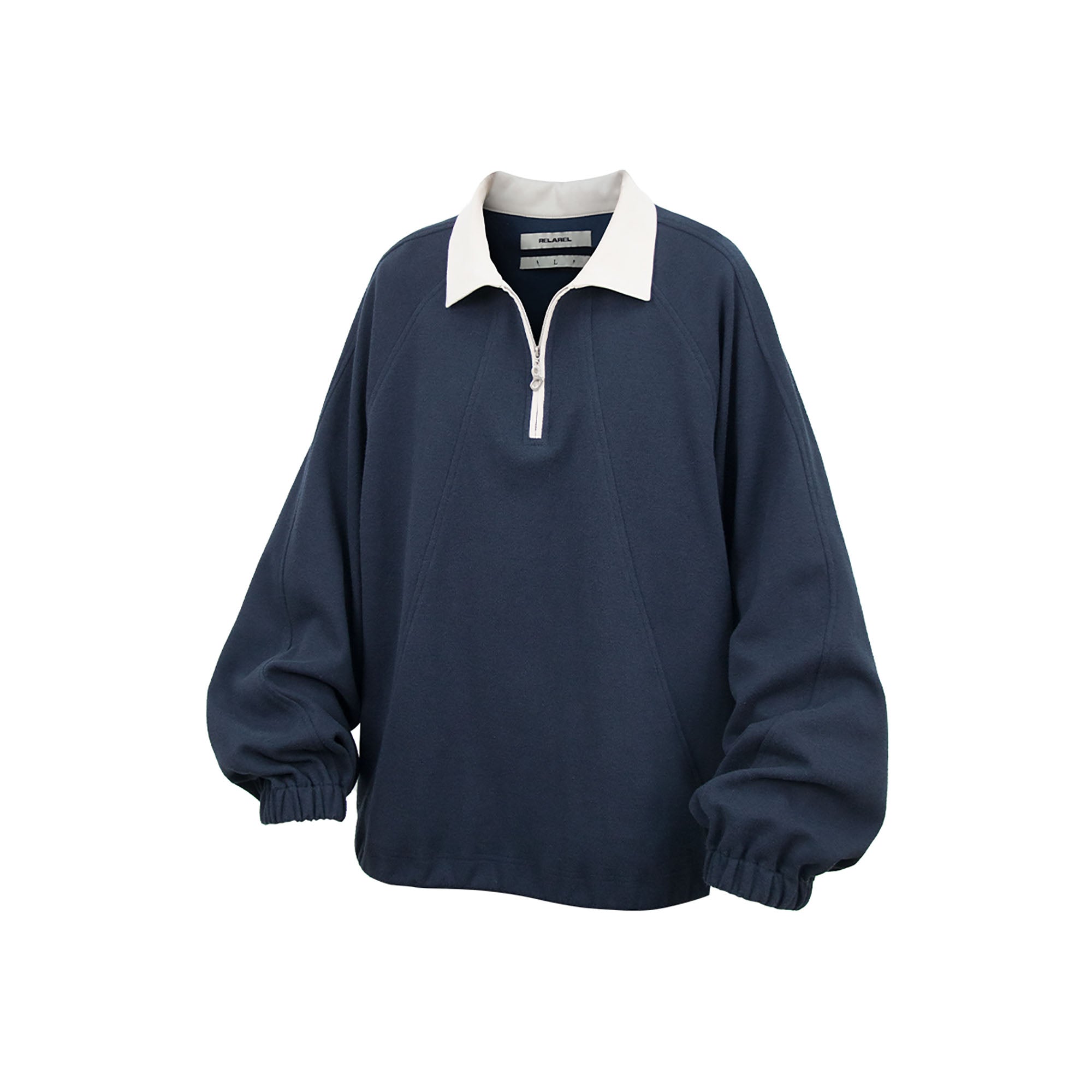 RELABEL Raglan Drawstring-Hem Polo Sweatshirt-Jacket-XS-Light Gray-Free Shipping Leatheretro