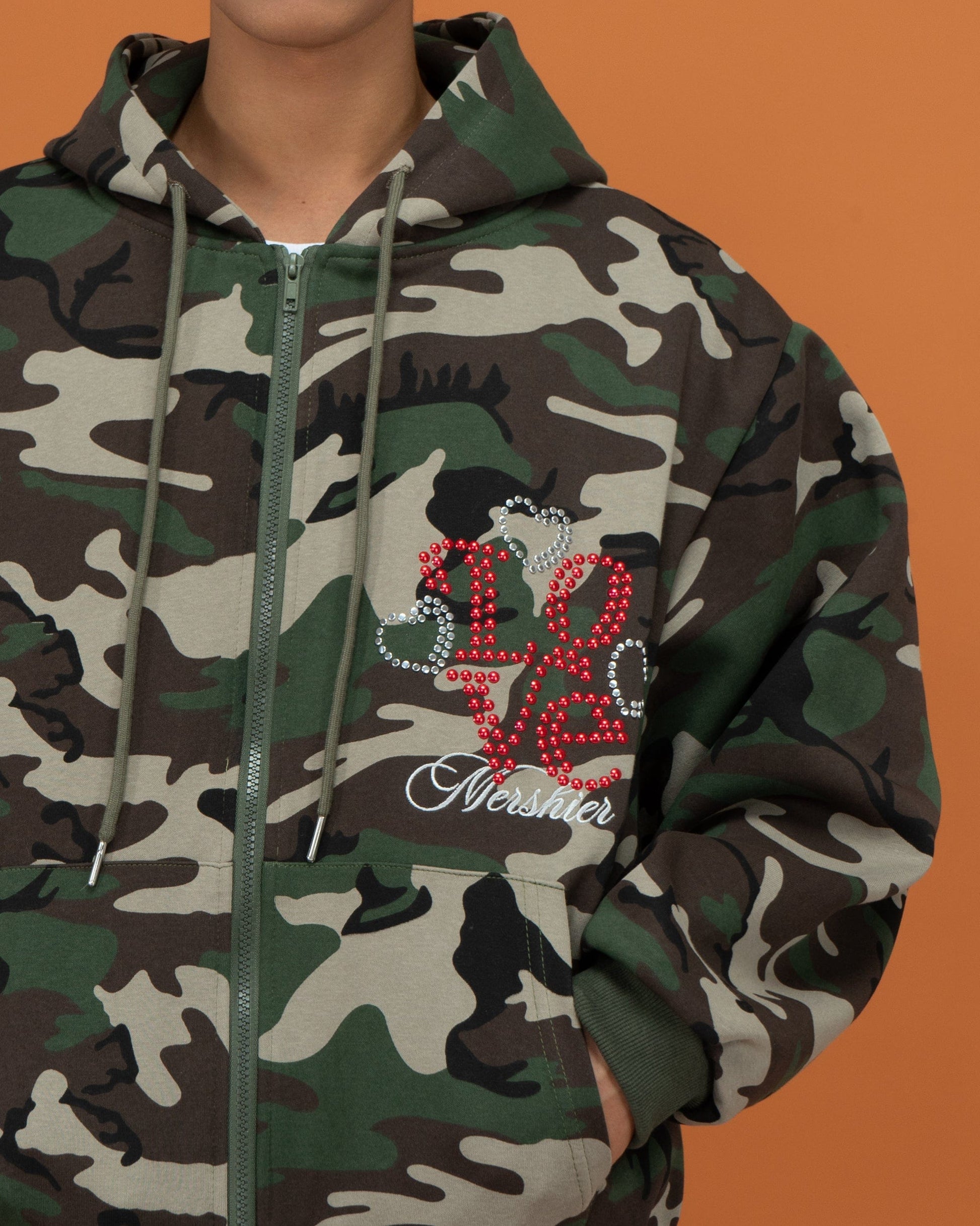 CLP Camo Studded Zip-Up Hoodie-Jacket-M-Free Shipping Leatheretro