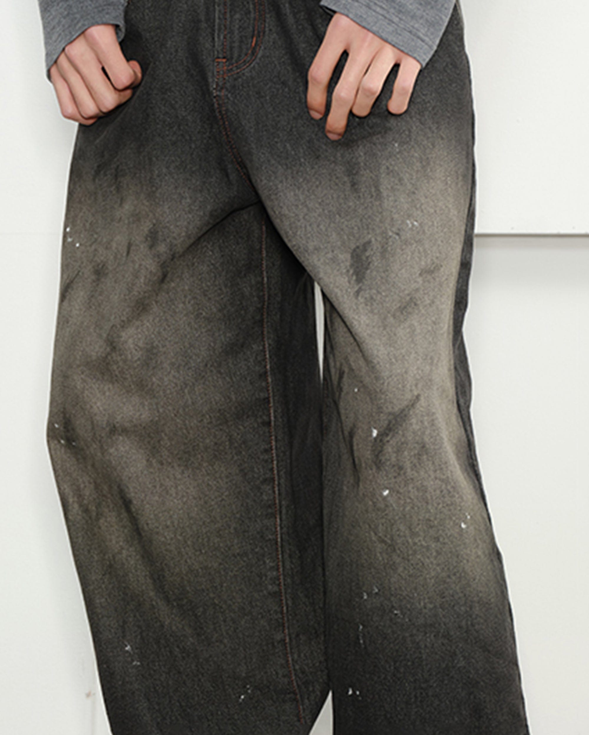 KREATE Eastern Aesthetics Washed Wide-Leg Jeans-Jeans-S-Free Shipping Leatheretro