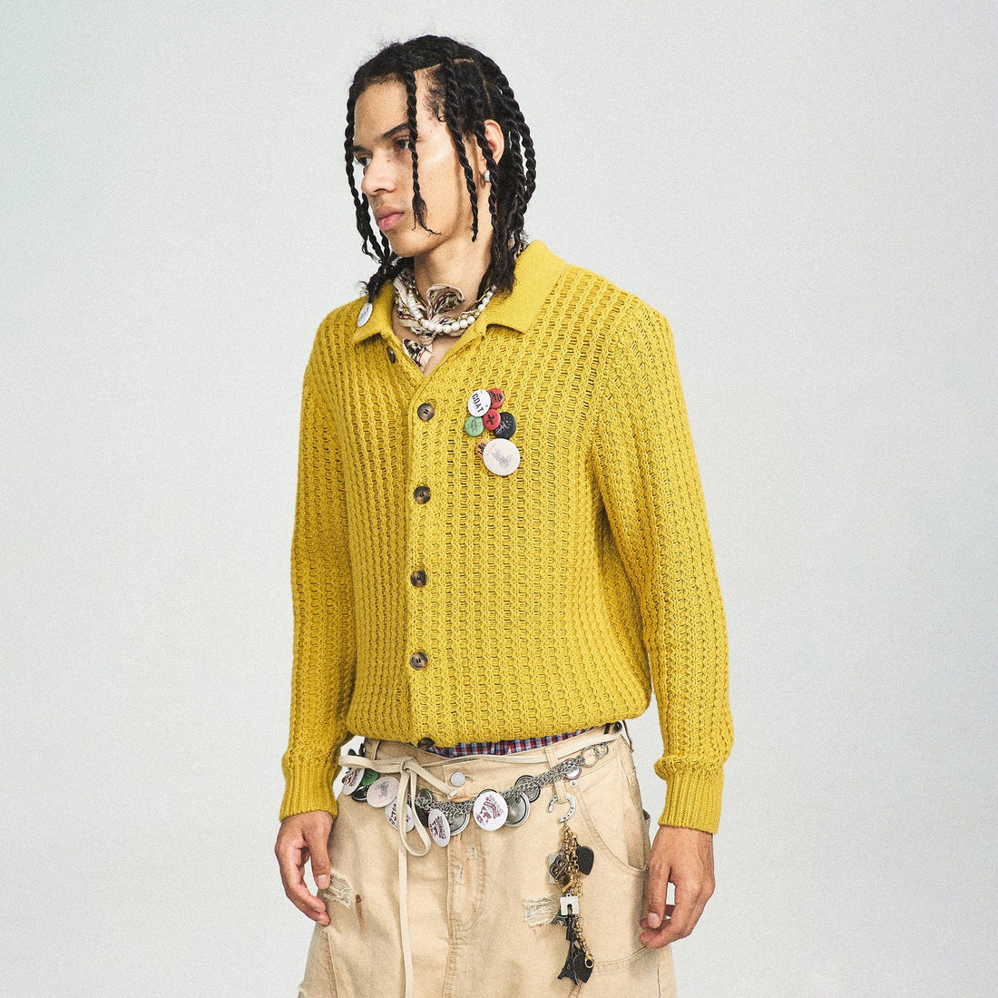 STEEPC Retro City Knitted Cardigan-Sweater-S-Yellow-Free Shipping Leatheretro