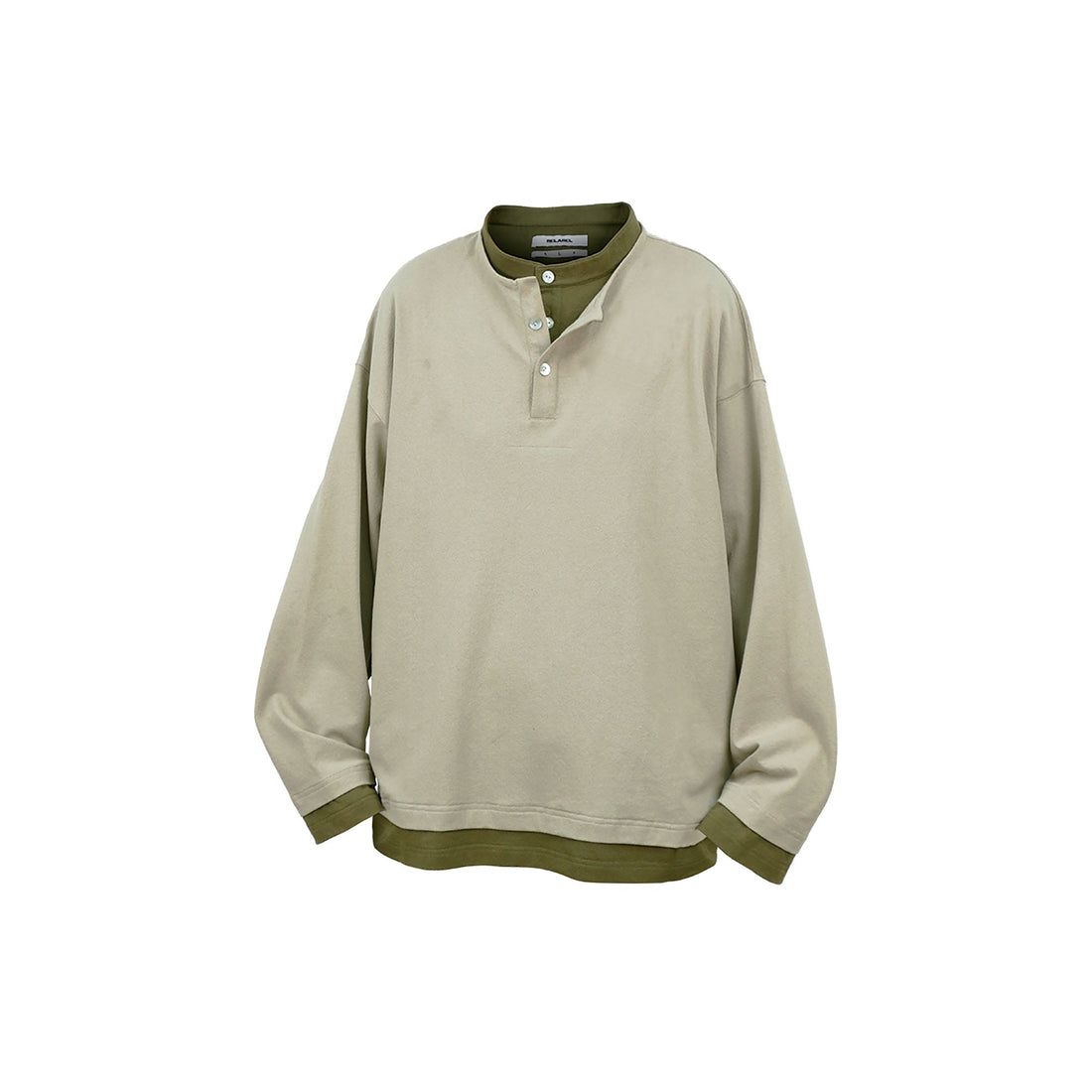 RELABEL Contrast Layered Henley Long-Sleeve Tee-L/S Tee-XS-Purple-Free Shipping Leatheretro