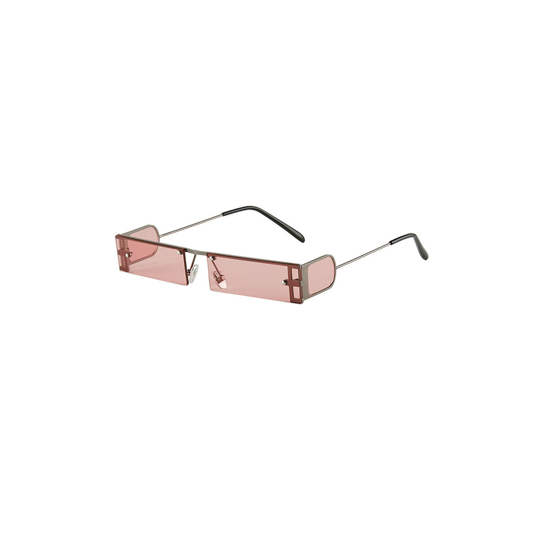 DAMAGE ASIA Rectangle Half-frame Transparent Sunglasses-Sunglasses-One Size-Coffee-Free Shipping Leatheretro