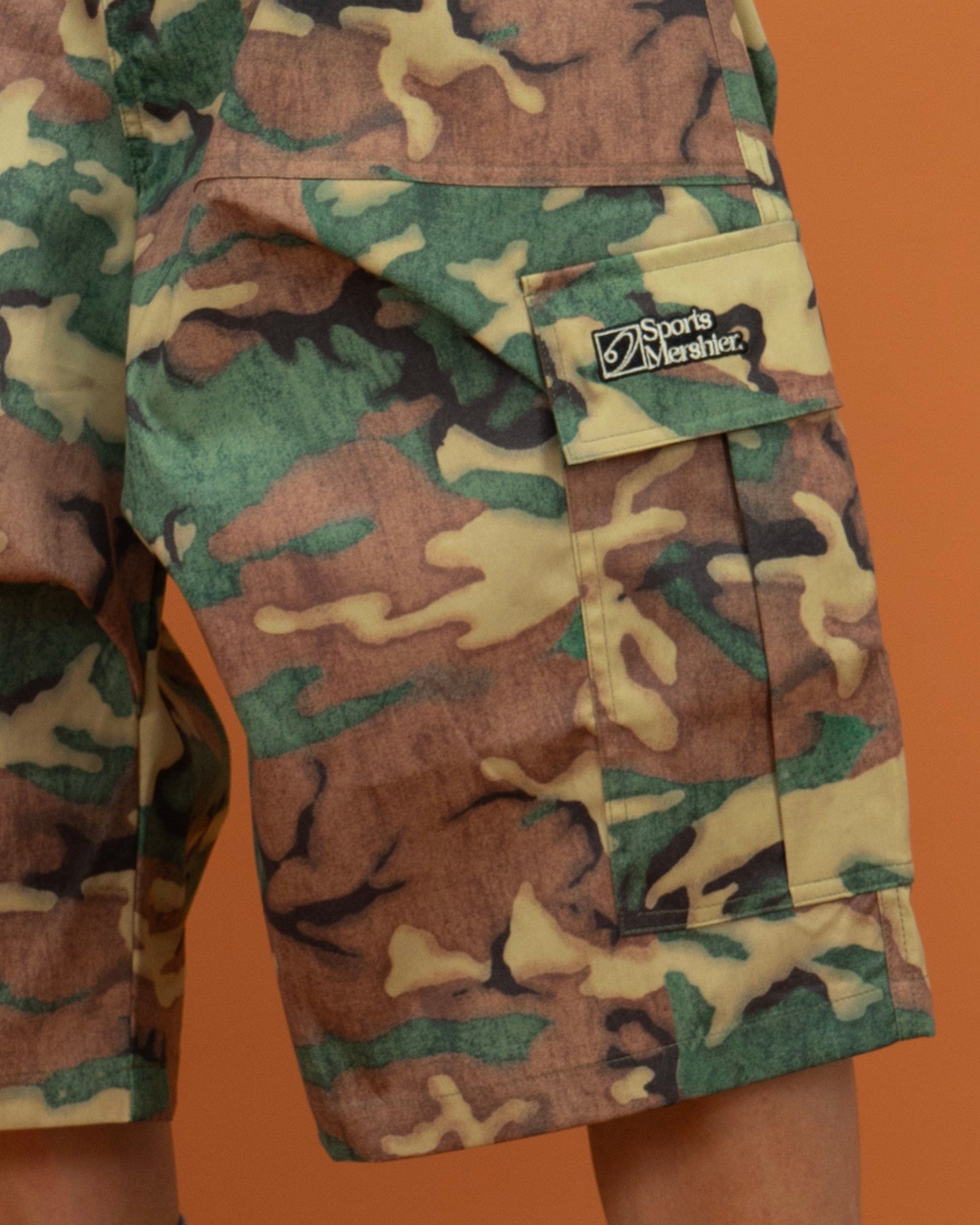 CLP Washed Crinkled Camo Cargo Shorts-Shorts-S-Free Shipping Leatheretro