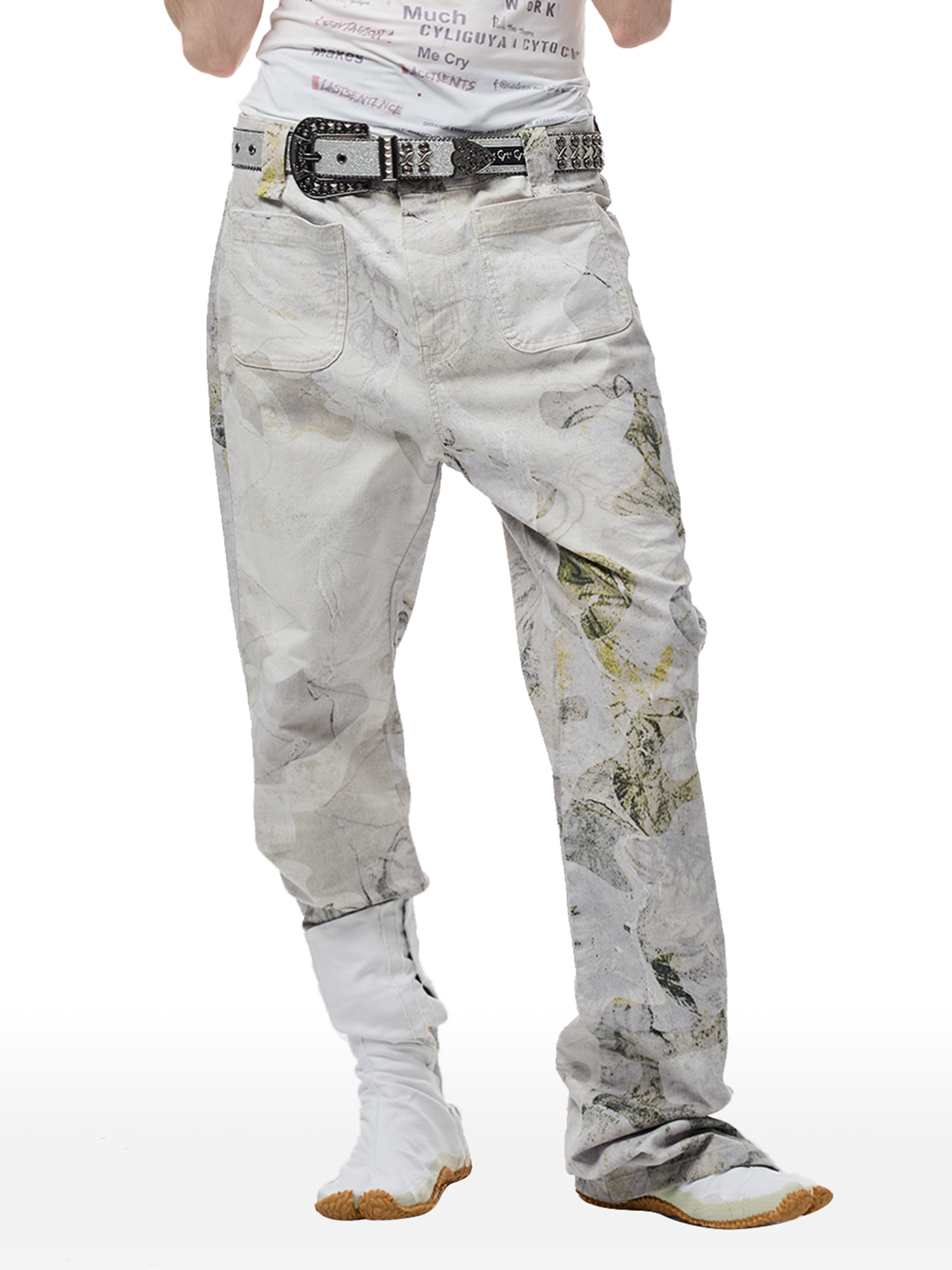 CYCYCY Floral Lace Full-Print Flared Jeans-Jeans-XXS / 27"-Free Shipping Leatheretro