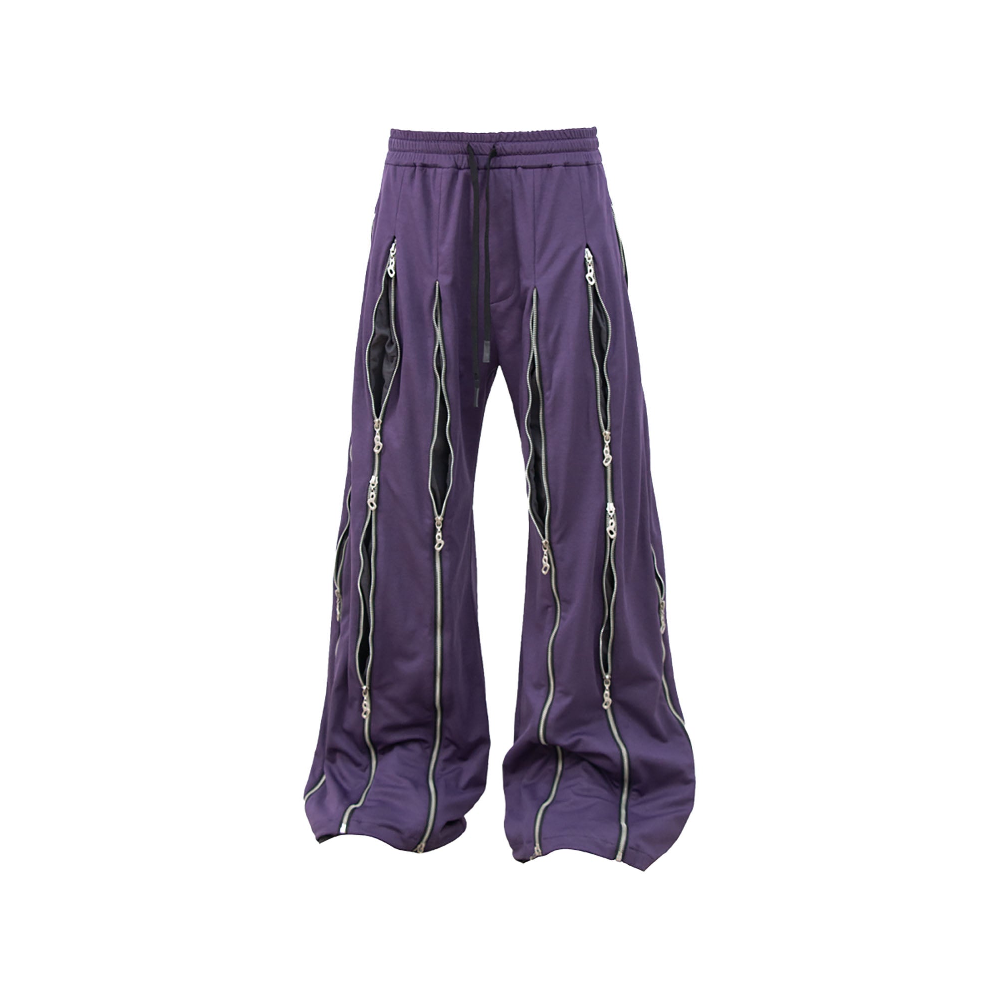 RELABEL Layered Multi-Zip Drawstring Sweatpants Purple-Pants-XS-Free Shipping Leatheretro