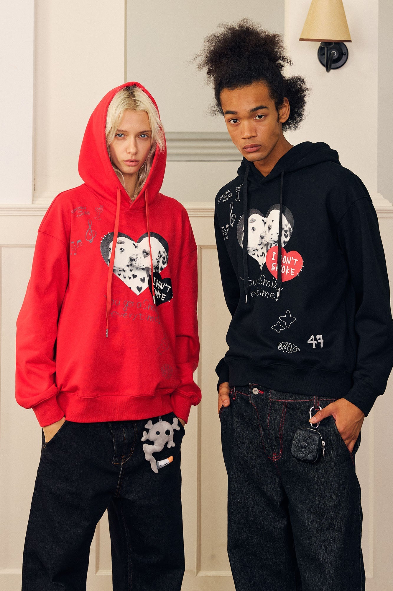 DONSMOKE Puppy Heart Doodle Hoodie-Hoodie-S-Black-Free Shipping Leatheretro