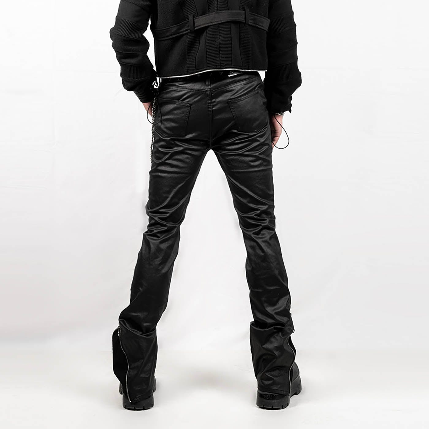 INSIDE OUT Rivet Patchwork Zippered Pants-Pants-S-Free Shipping Leatheretro