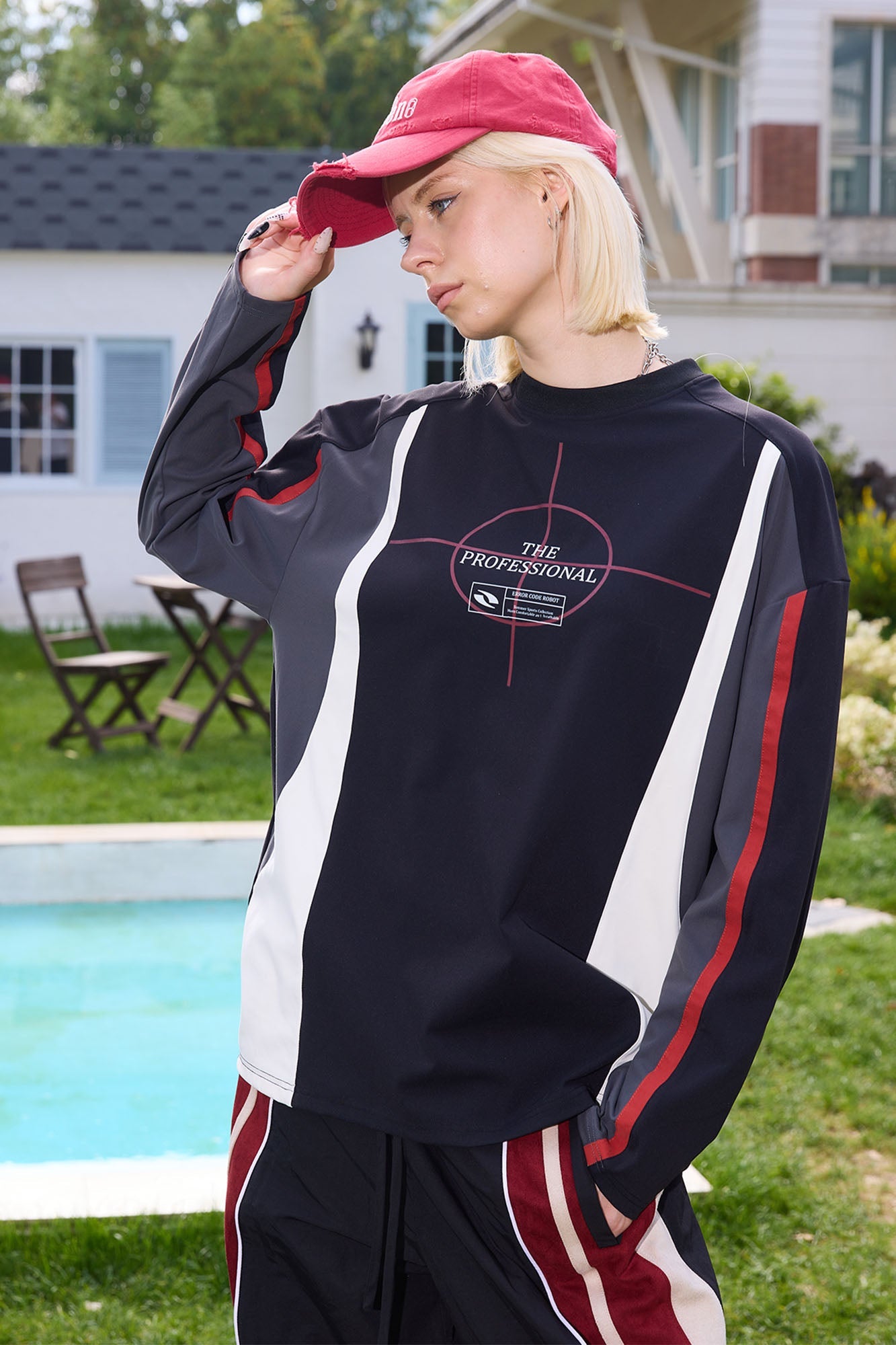 ERROR CODE ROBOT Athletic Contrast Paneled Long-Sleeve Tee-L/S Tee-S (Preorder)-Free Shipping Leatheretro