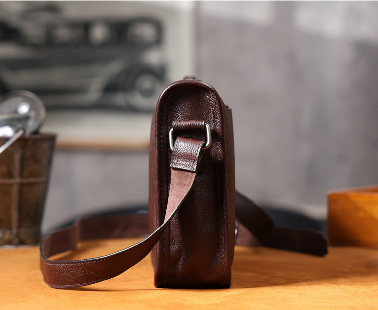 Men's Vintage Messenger Bag - Handmade Full-Grain Vegetable-Tanned Leather Messenger Bag-Messenger Bags-Coffee-Free Shipping Leatheretro