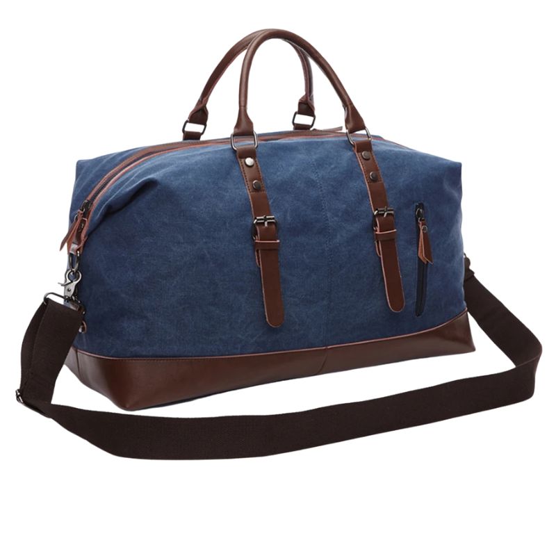 Canvas Men's Carry-On Luggage and Duffel Bag-Duffel Bags-Large-Black-Free Shipping Leatheretro