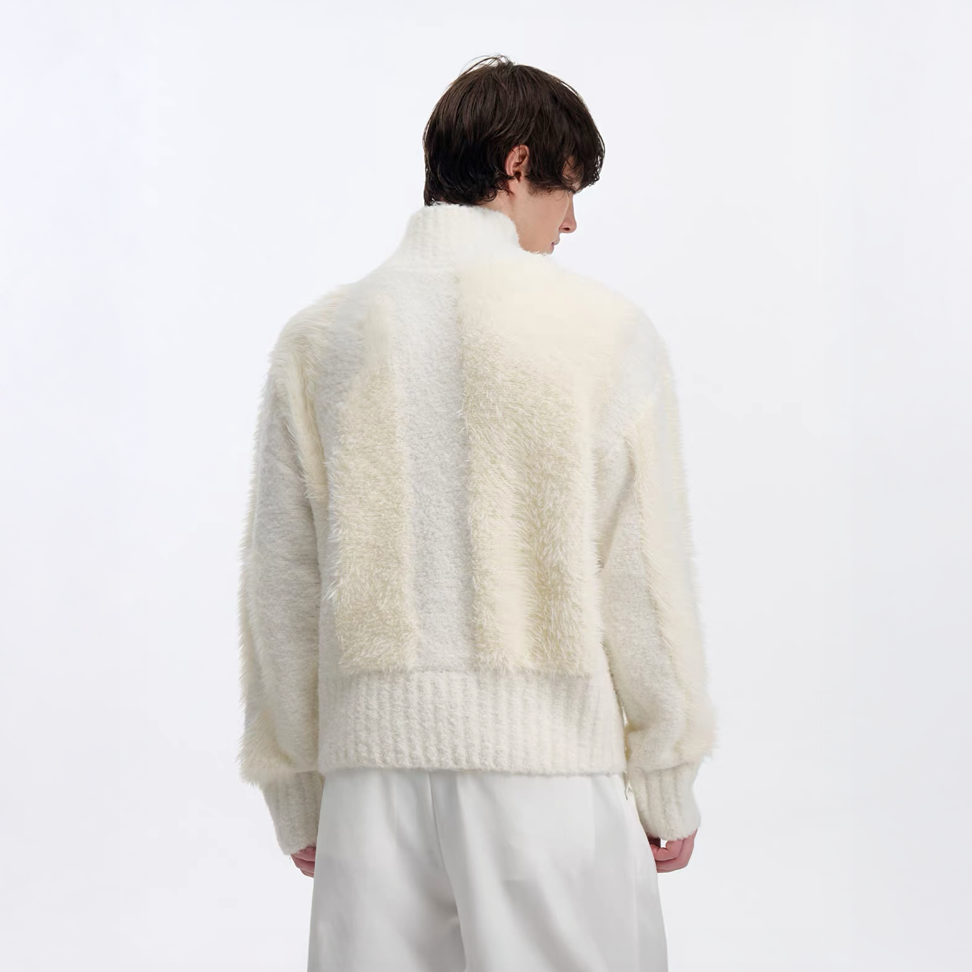 TIWILLTANG Fuzzy Faux-Mink Contrast Sweater
