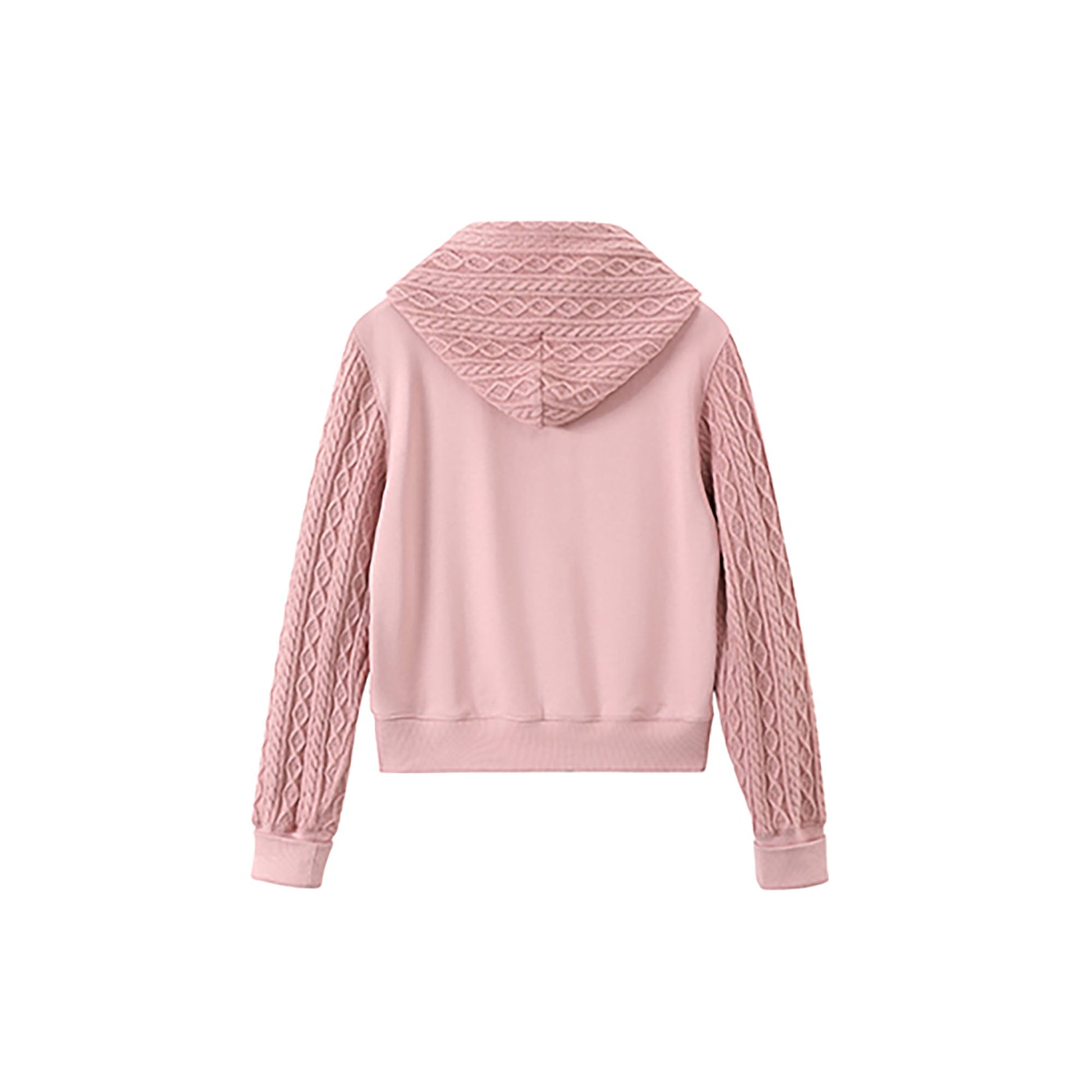 DONSMOKE Spliced Cable-Knit Zip-Up Hoodie-Hoodie-S-Black-Free Shipping Leatheretro