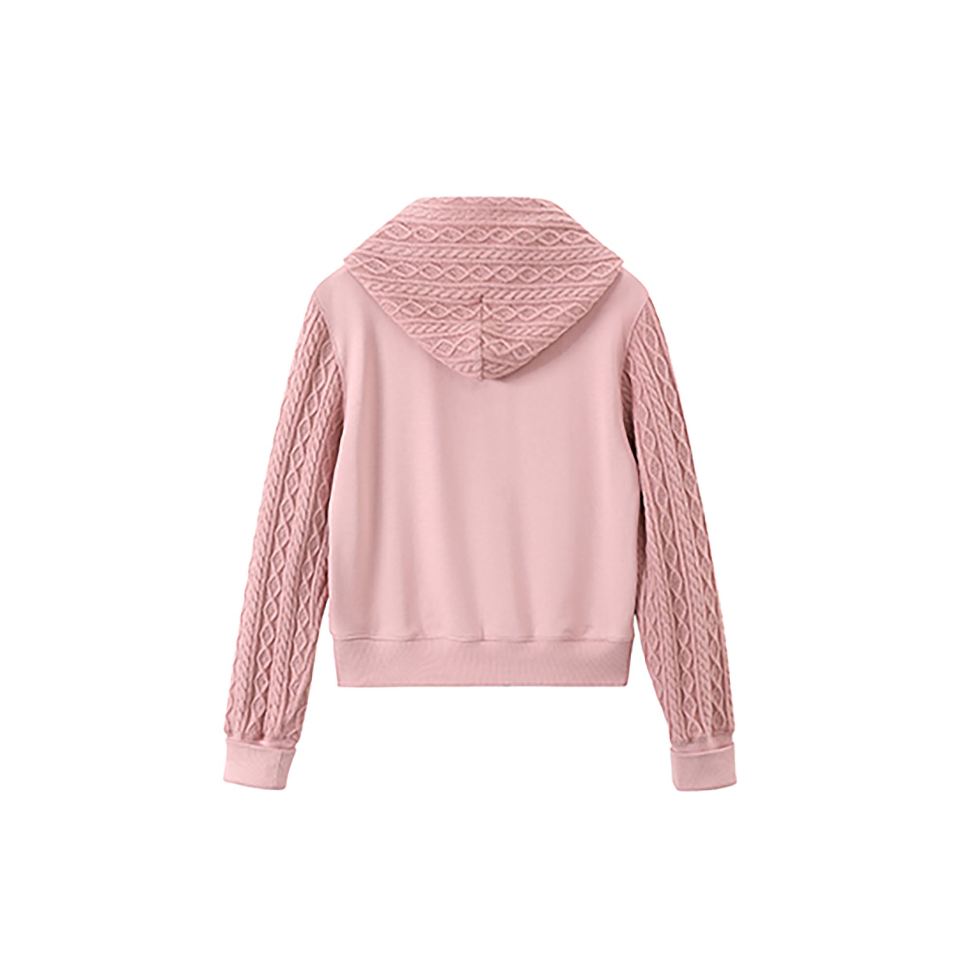 DONSMOKE Spliced Cable-Knit Zip-Up Hoodie-Hoodie-S-Black-Free Shipping Leatheretro