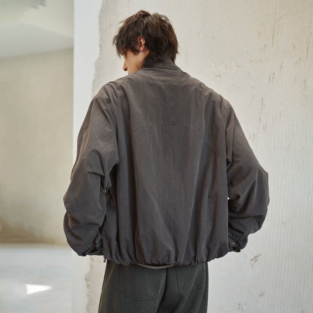 GONGHE REPUB High-Neck Elastic Hem Utility Blouson-Jacket-S-Free Shipping Leatheretro