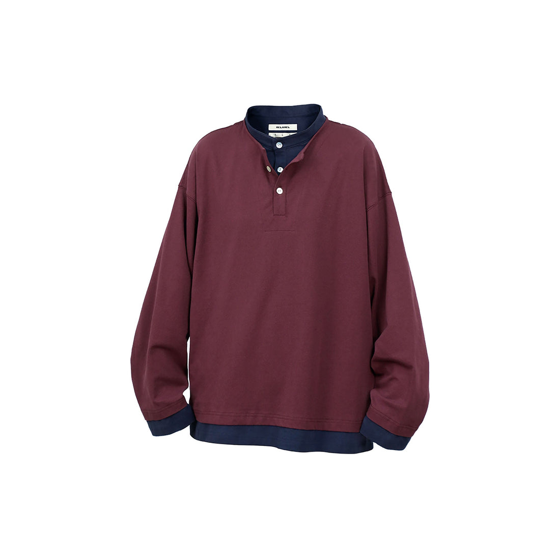 RELABEL Contrast Layered Henley Long-Sleeve Tee-L/S Tee-XS-Purple-Free Shipping Leatheretro