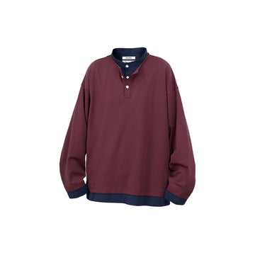 RELABEL Contrast Layered Henley Long-Sleeve Tee-L/S Tee-XS-Purple-Free Shipping Leatheretro