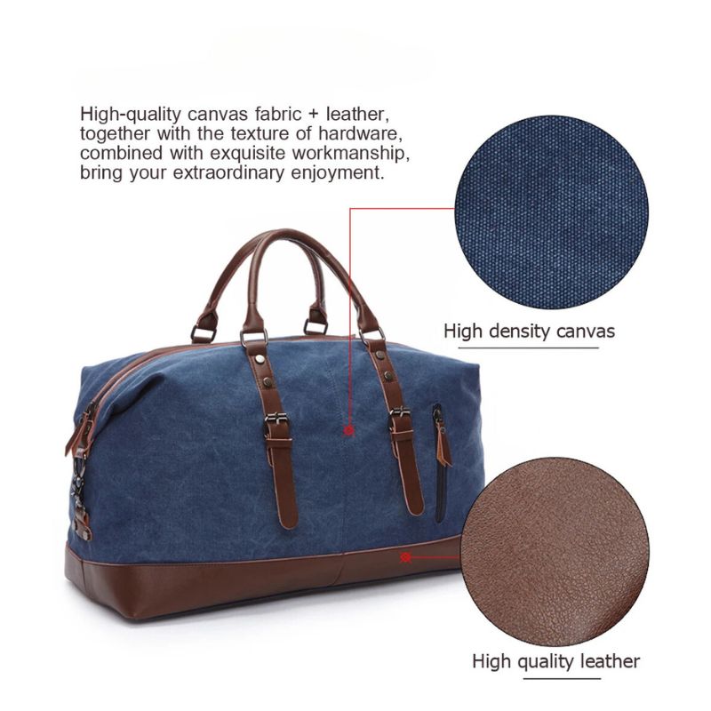 Canvas Men's Carry-On Luggage and Duffel Bag-Duffel Bags-Large-Black-Free Shipping Leatheretro