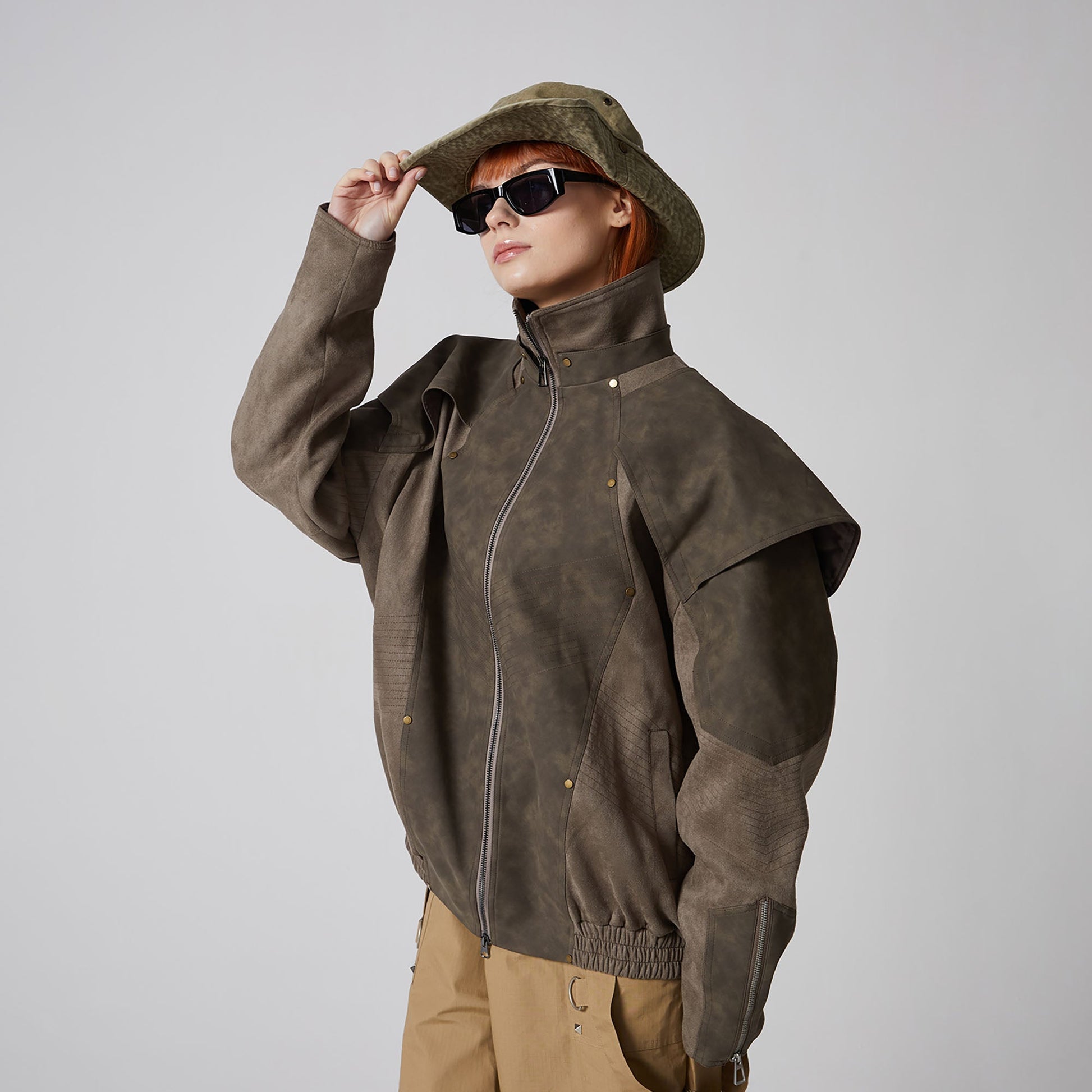 ERROR CODE ROBOT Armored Layered PU & Suede Panel Jacket-Jacket-S-Free Shipping Leatheretro