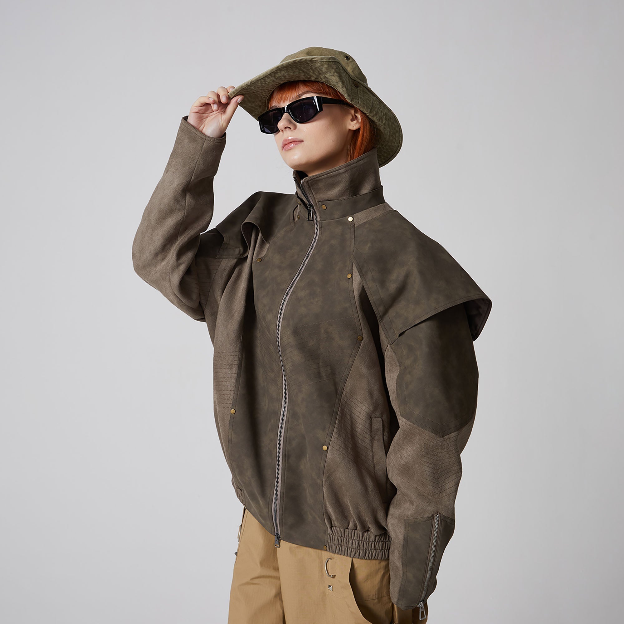 ERROR CODE ROBOT Armored Layered PU & Suede Panel Jacket-Jacket-S-Free Shipping Leatheretro