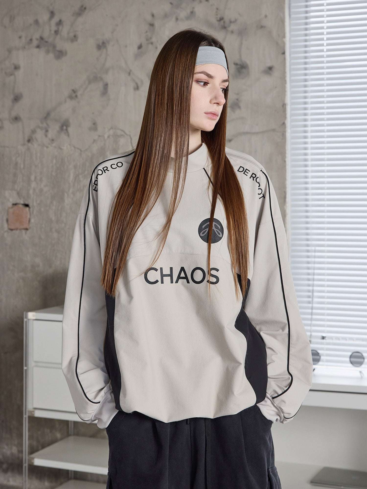 ERROR CODE ROBOT Graphic Contrast Paneled Pullover-Sweatshirt-S-Free Shipping Leatheretro