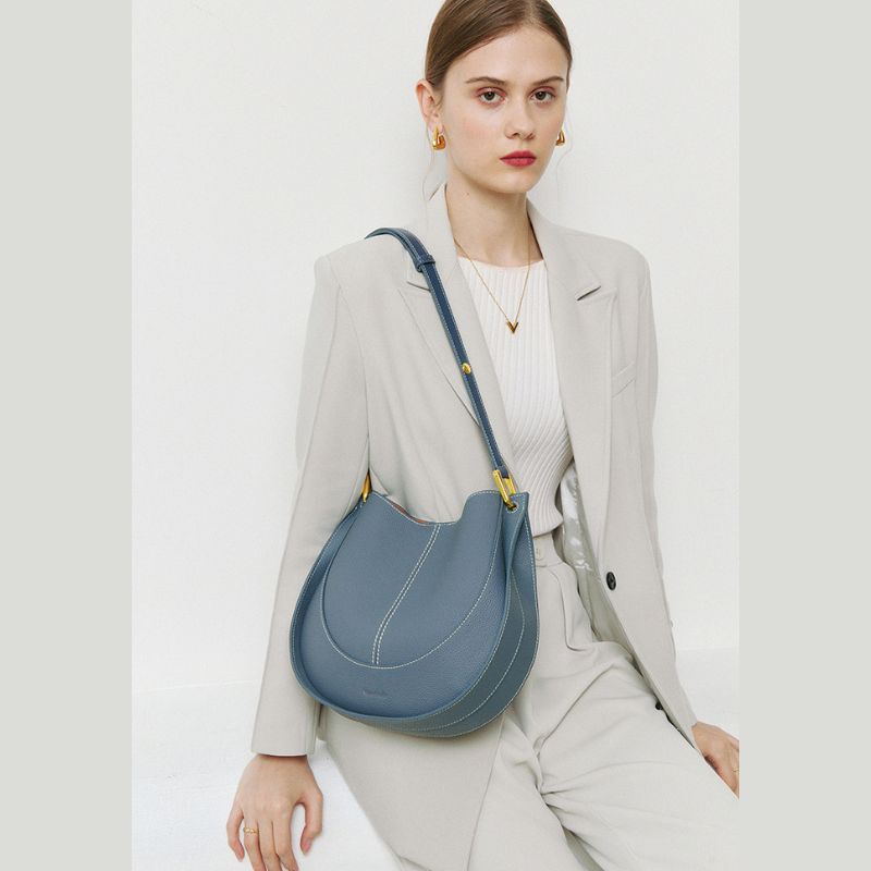 Luxury Soft Leather Crossbody Saddle Bag-Handbags-Beige-Free Shipping Leatheretro