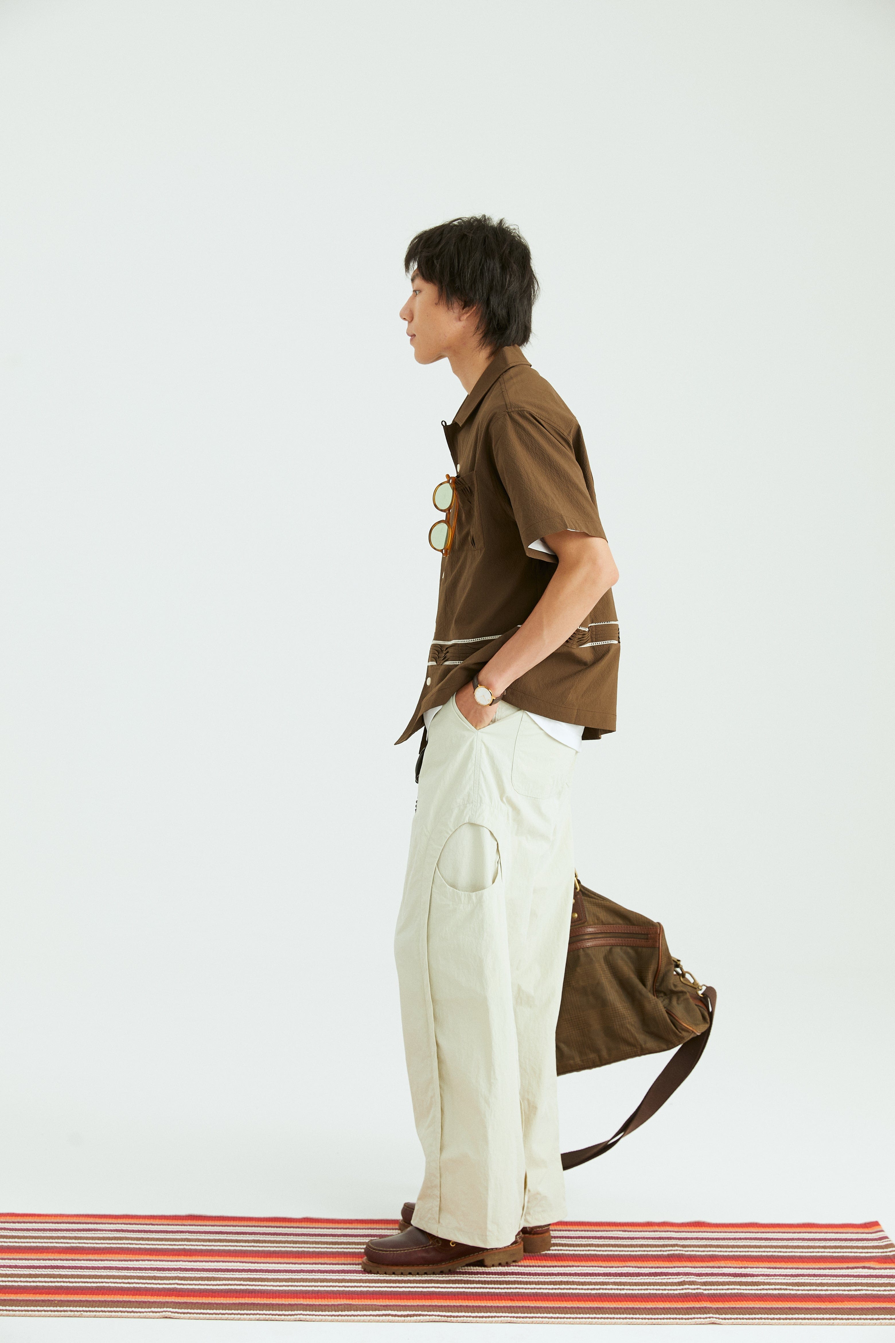 ONADAILYBASIS Curved-Pocket Paneled Utility Pants-Pants-Apricot-S-Free Shipping Leatheretro