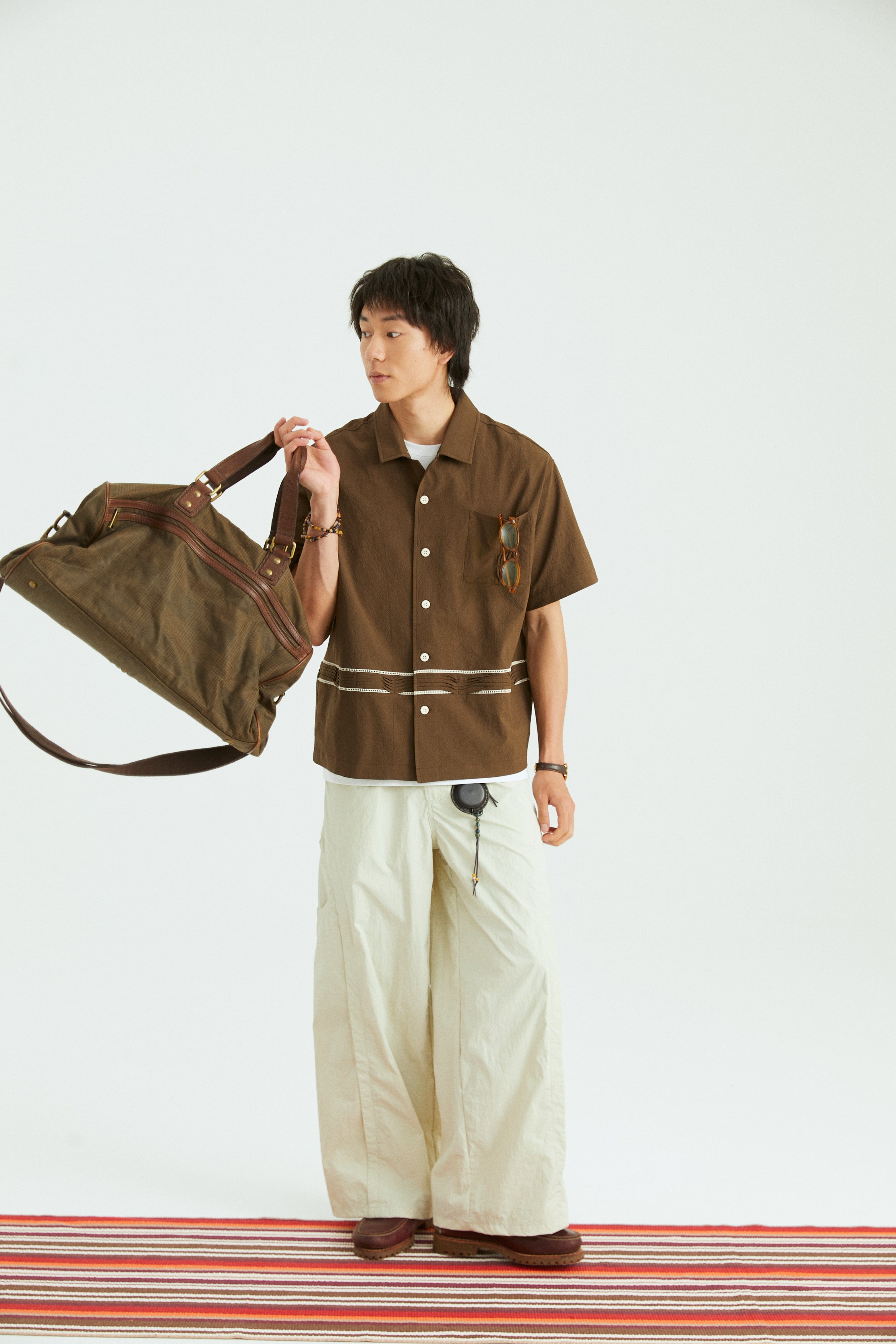 ONADAILYBASIS Curved-Pocket Paneled Utility Pants-Pants-Apricot-S-Free Shipping Leatheretro
