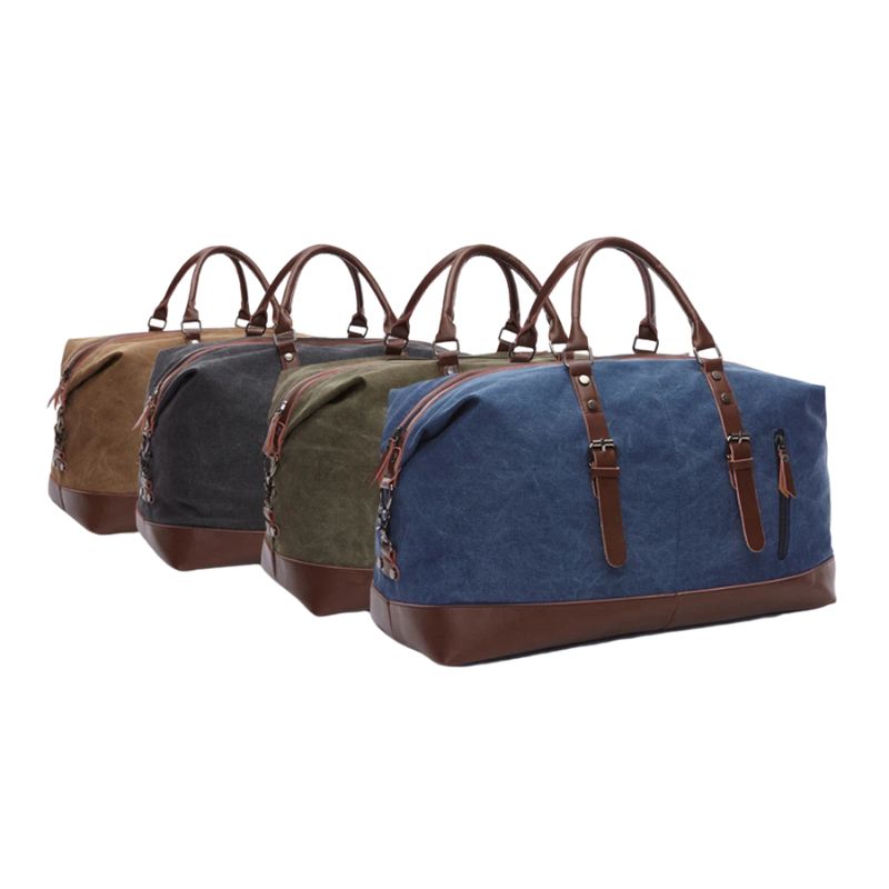 Canvas Men's Carry-On Luggage and Duffel Bag-Duffel Bags-Large-Black-Free Shipping Leatheretro