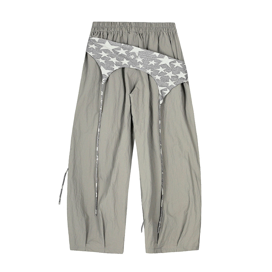 CLP Layered Crinkled Waist-Panel Parachute Pants-Pants-S-Gray-Free Shipping Leatheretro
