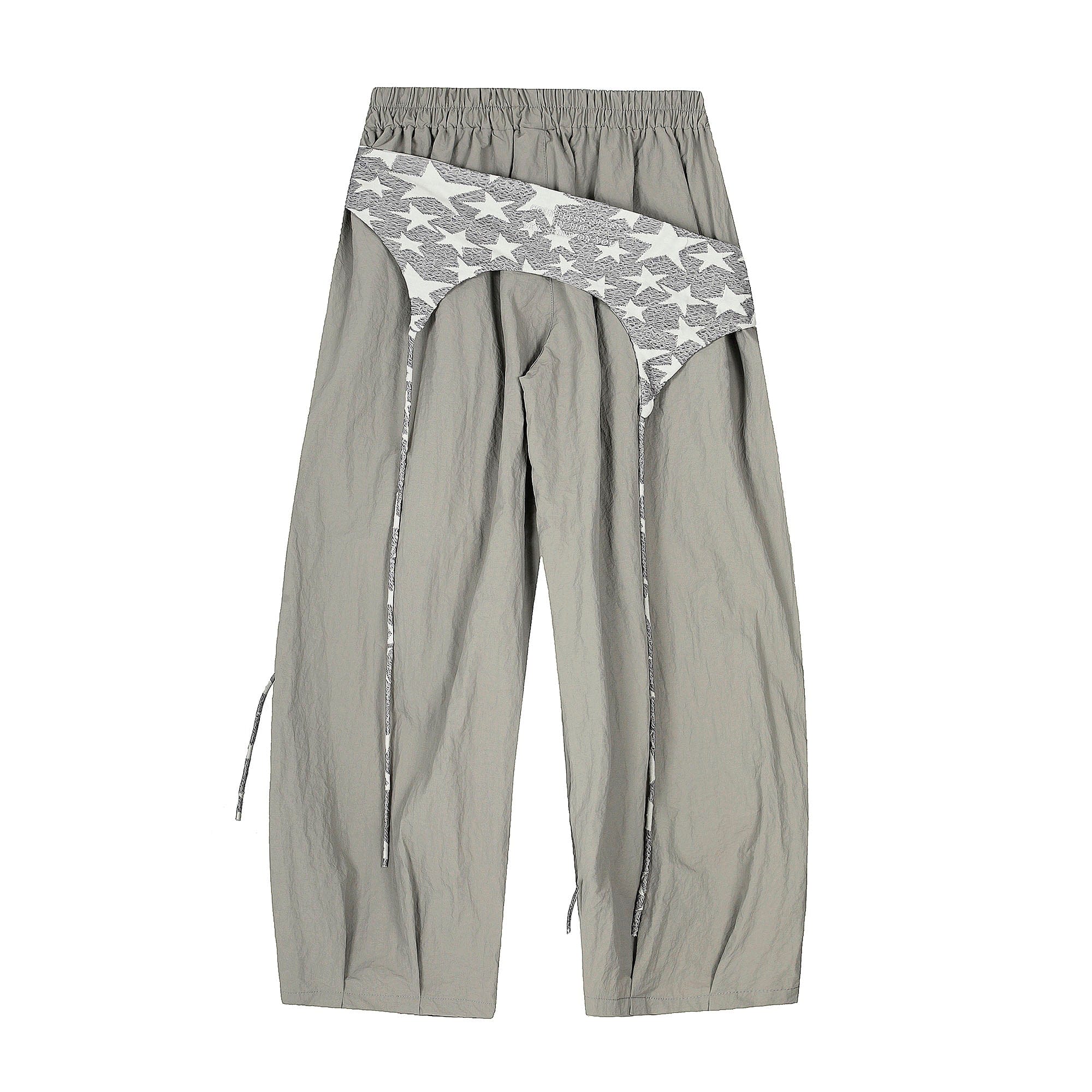 CLP Layered Crinkled Waist-Panel Parachute Pants-Pants-S-Gray-Free Shipping Leatheretro