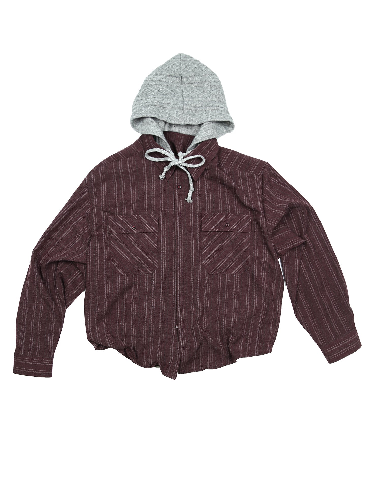 TRECLUB Retro Faux-Layer Hooded Button-Up Shirt-Shirt-S-Free Shipping Leatheretro