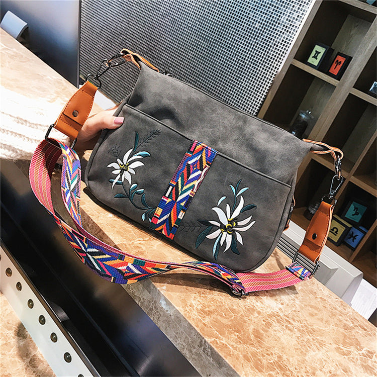 Multifunction Shoulder Embroidery Handbag-Handbags-Black-Free Shipping Leatheretro