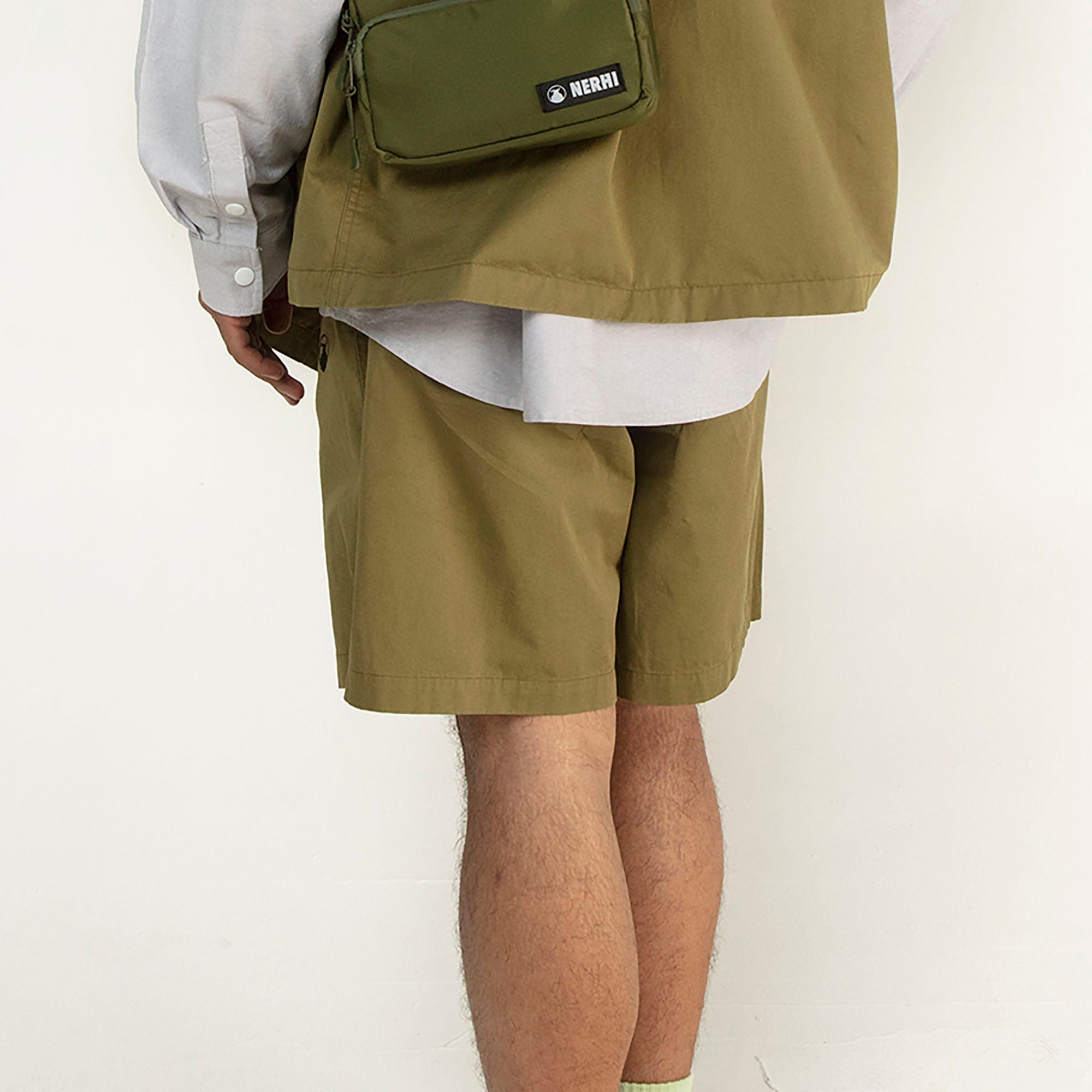 NERHI Essential LOGO Pleated Shorts-Shorts-S-White-Free Shipping Leatheretro