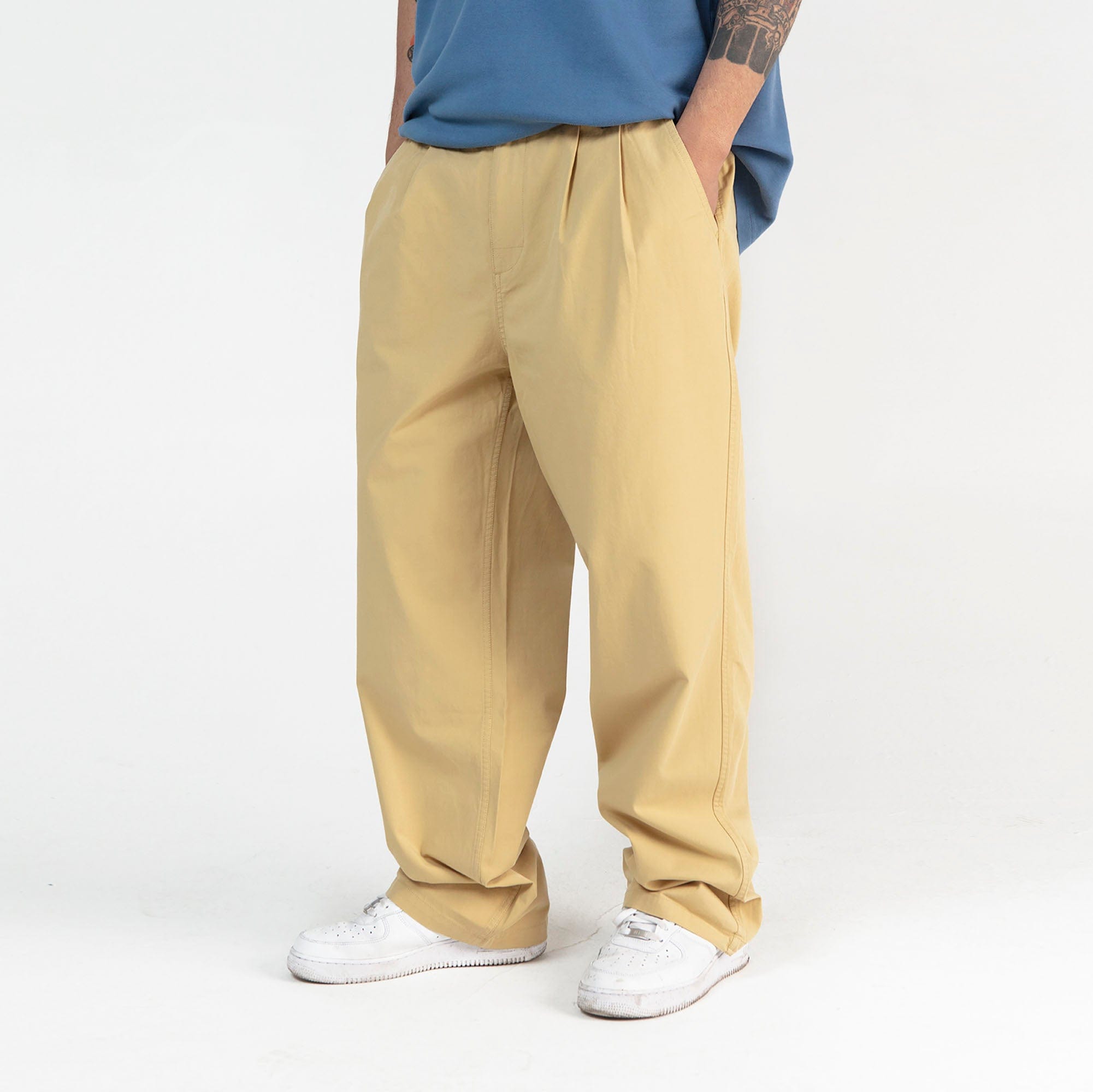 NERHI Essential Pleated Pants-Pants-S-Khaki-Free Shipping Leatheretro