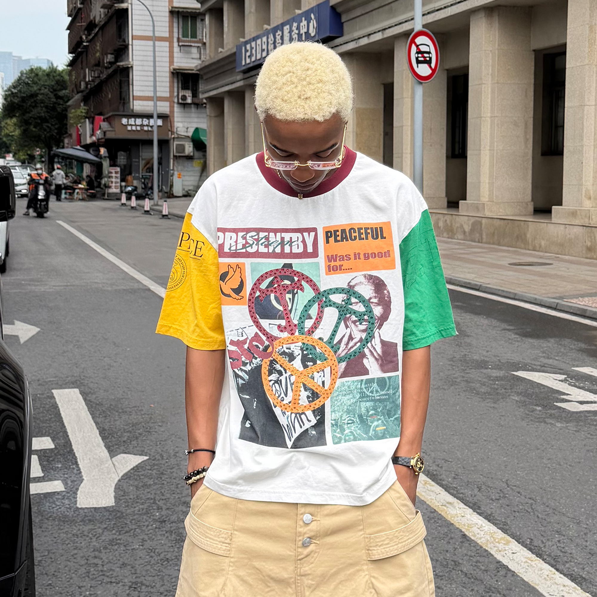 STEEPC Contrast Diamond Graphic T-Shirt-T Shirt-S (1)-Free Shipping Leatheretro