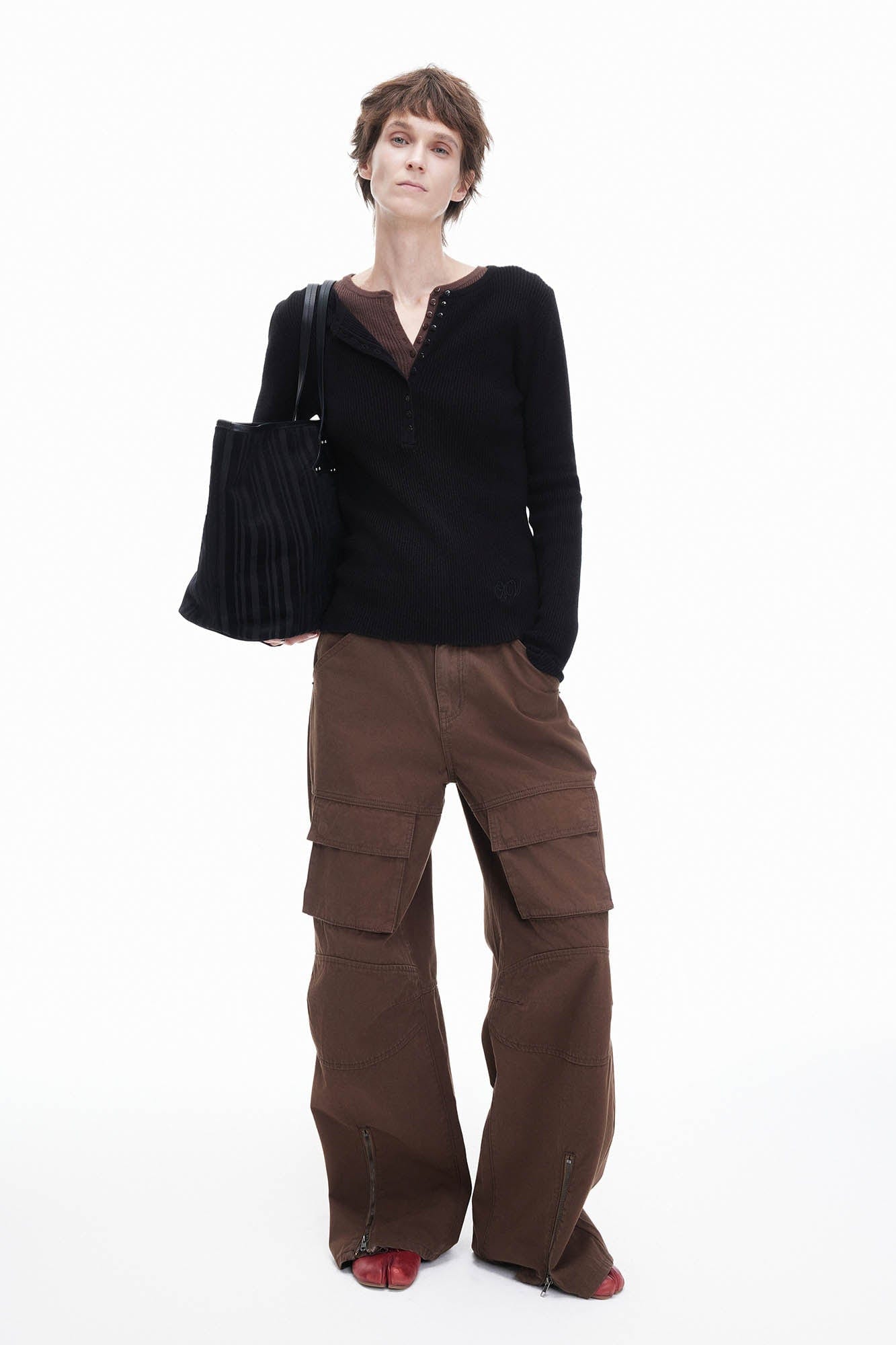 ARTIFICIAL WORLD Zip-Hem Multi-Pocket Wide-Leg Cargo-Jeans-S-Free Shipping Leatheretro