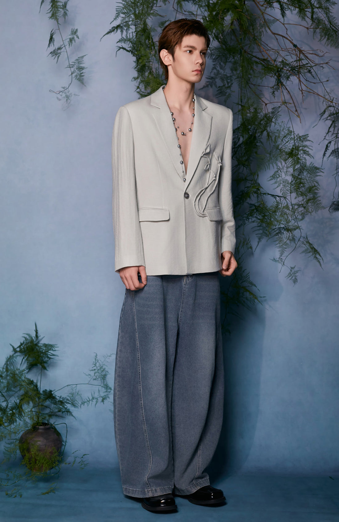 JIECHI Embroidered Floral Linework Blazer-Jacket-M (Preorder)-Free Shipping Leatheretro
