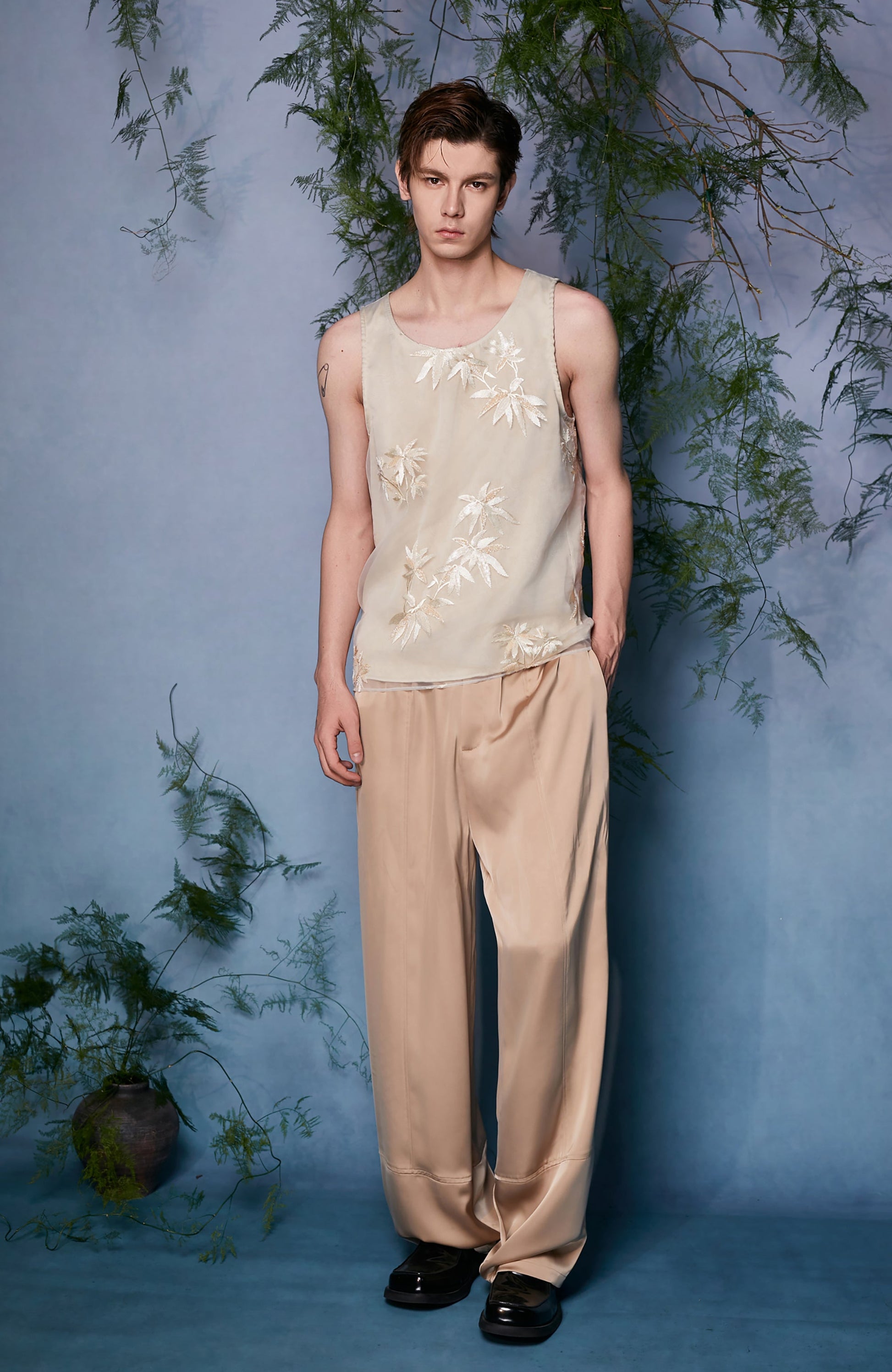 JIECHI Draped Satin Wide-Leg Trousers-Pants-M (Preorder)-Free Shipping Leatheretro