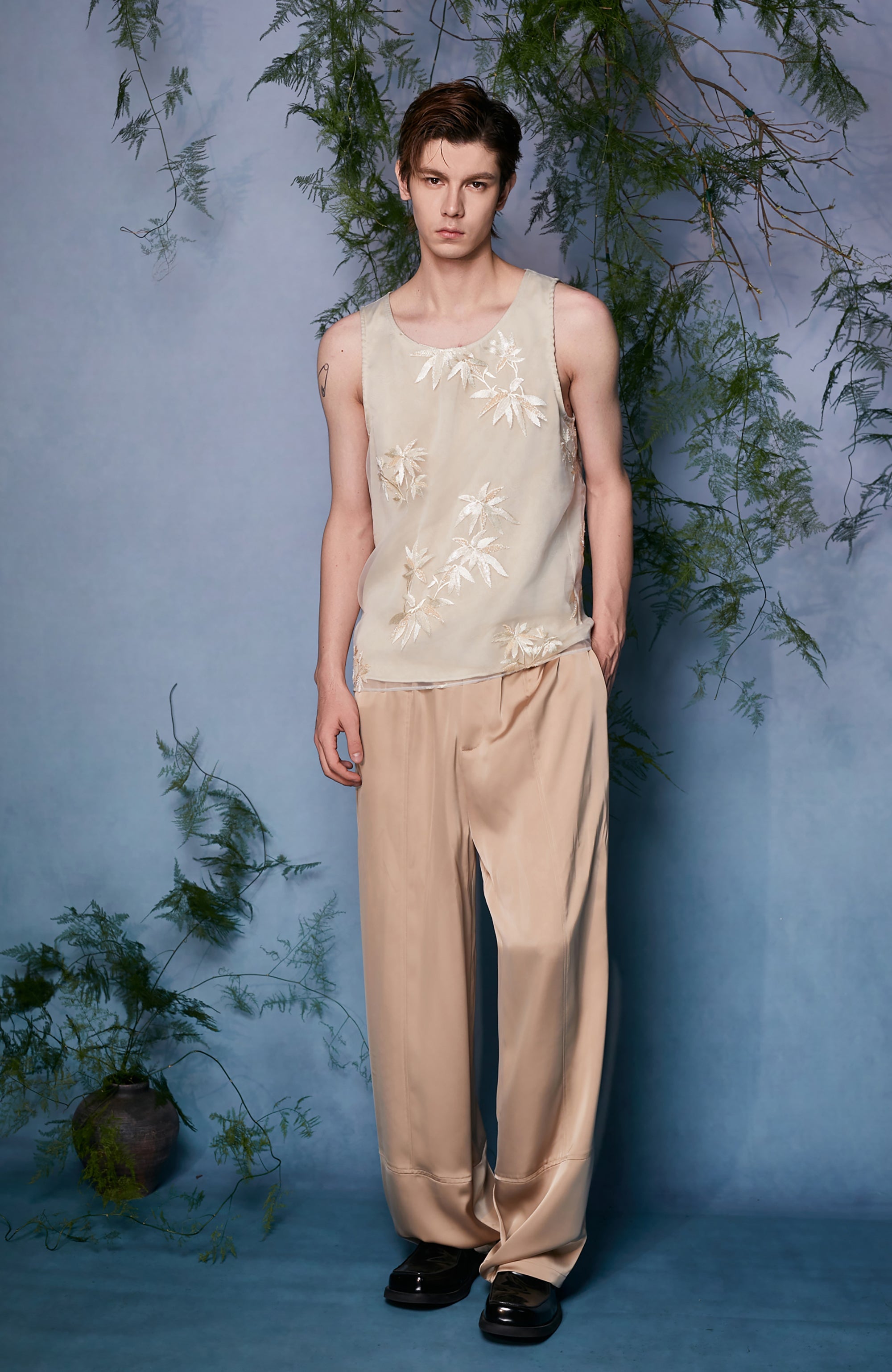 JIECHI Draped Satin Wide-Leg Trousers-Pants-M (Preorder)-Free Shipping Leatheretro