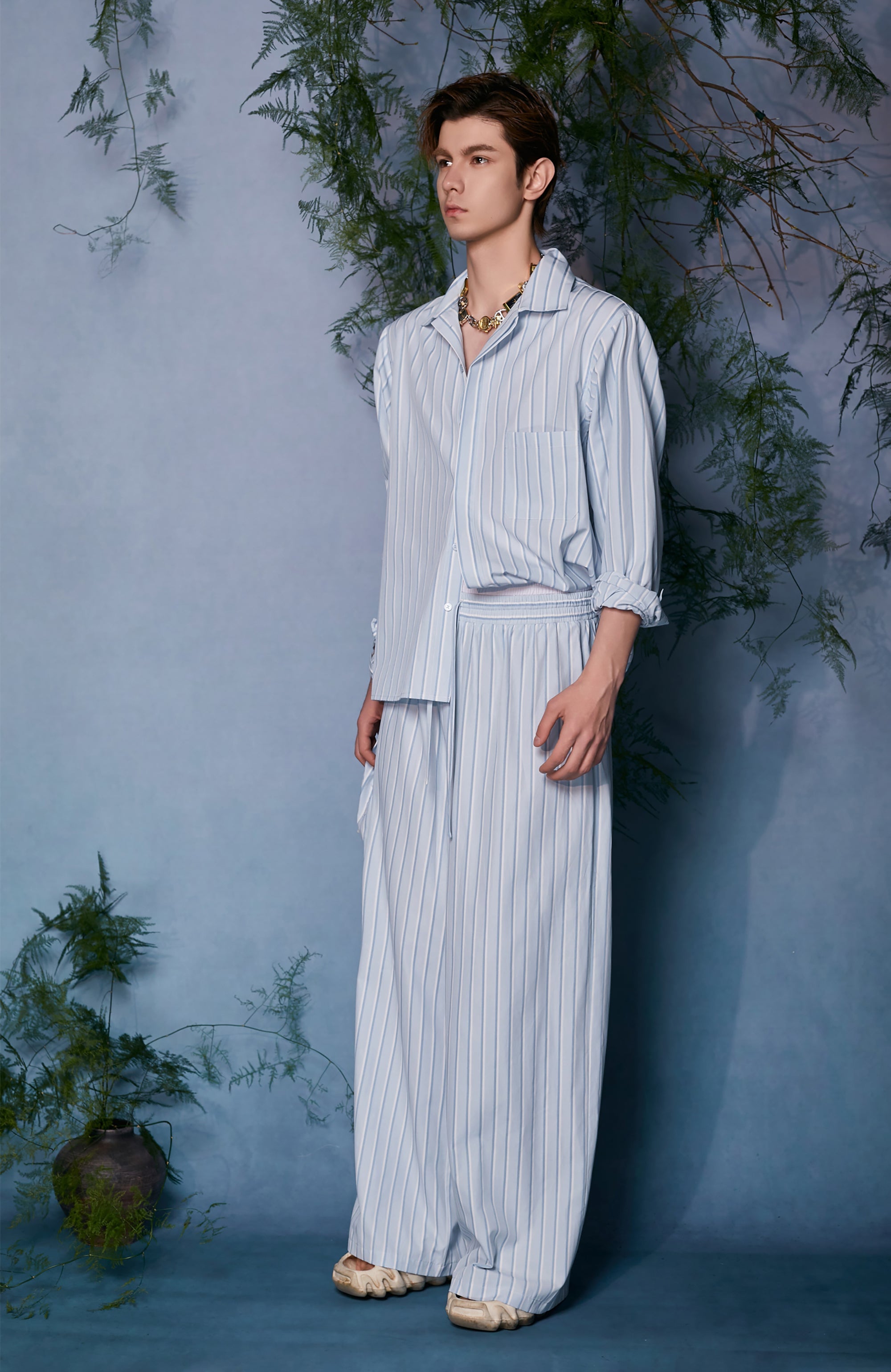 JIECHI Button-Up Striped Shirt-Shirt-M (Preorder)-Free Shipping Leatheretro