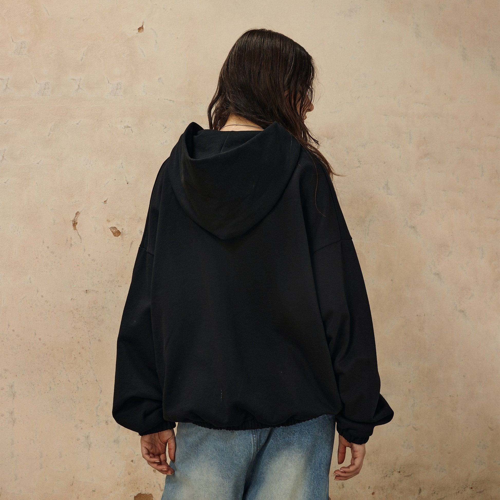 OVDY Star Embroidery Punk Zip-Up Hoodie-Hoodie-S-Black-Free Shipping Leatheretro